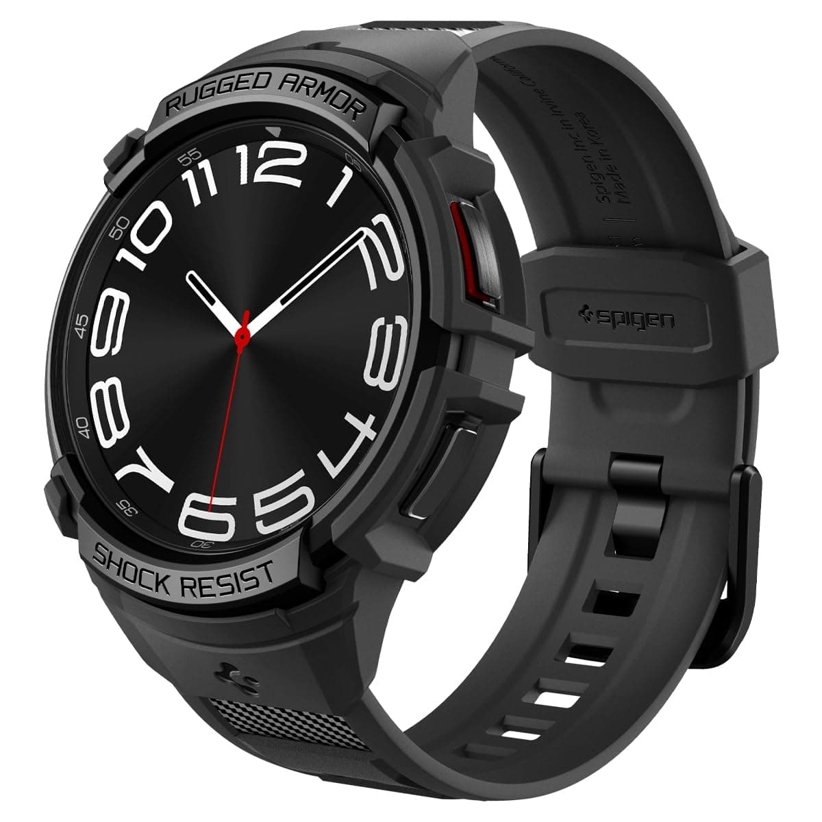 Spigen Rugged Armor Pro Case with Strap Band Compatible with Samsung Galaxy Watch 6 Classic 43mm 2023 - Black