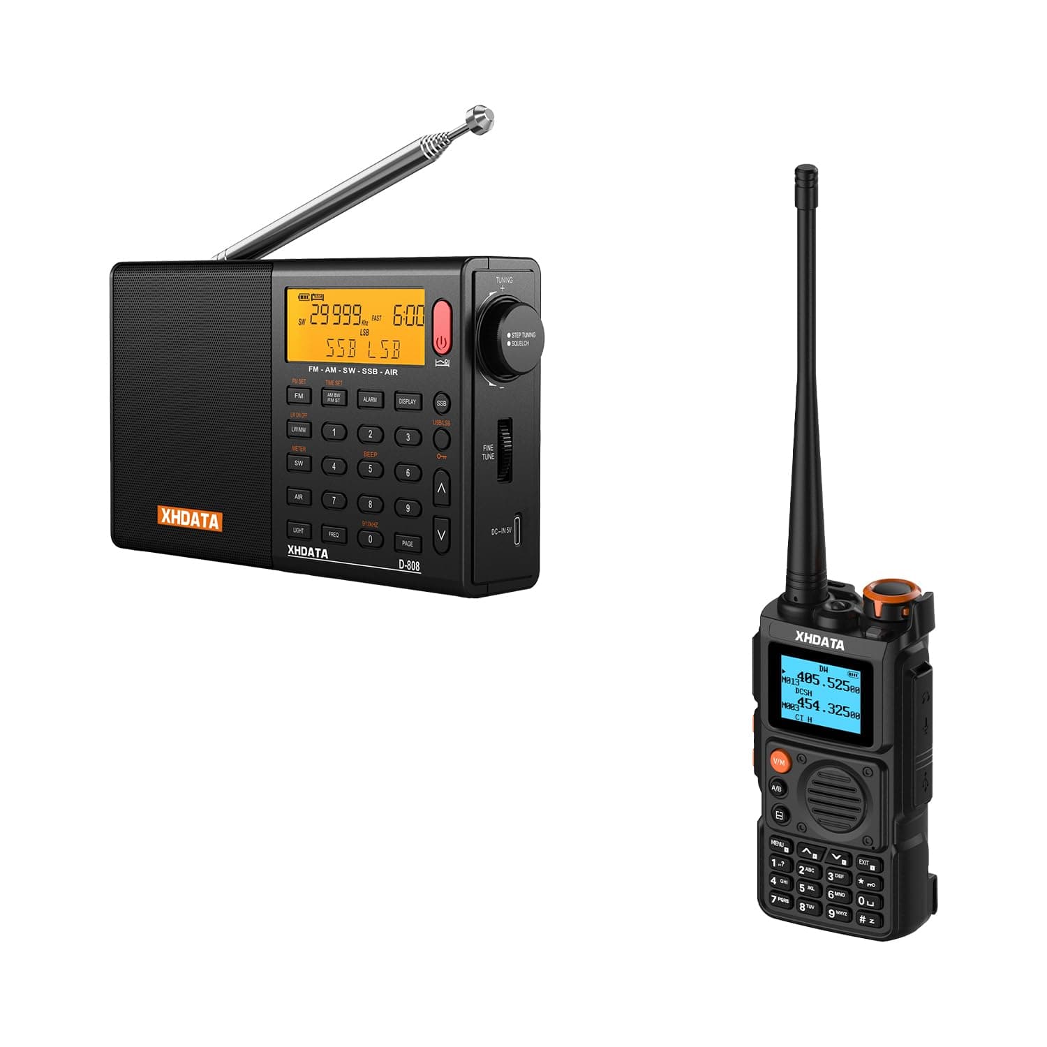 XHDATA D808 Radio and XHDATA E100 walkie Talkie