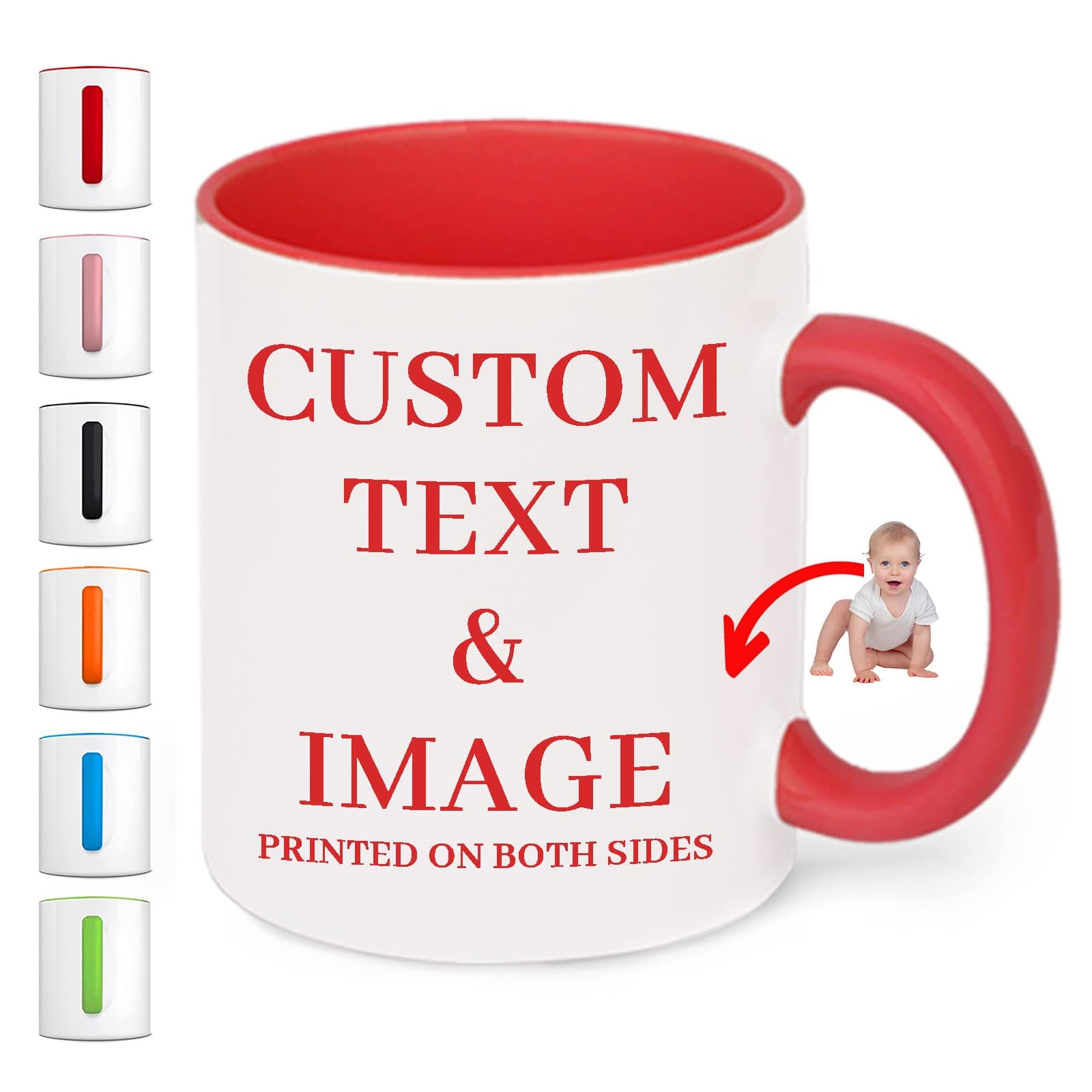 Custom Coffee Mug 11 Oz with Text and Photo, Personalized Mug Gifts for Christmas, Valentine’s Day, Mother’s Day Red