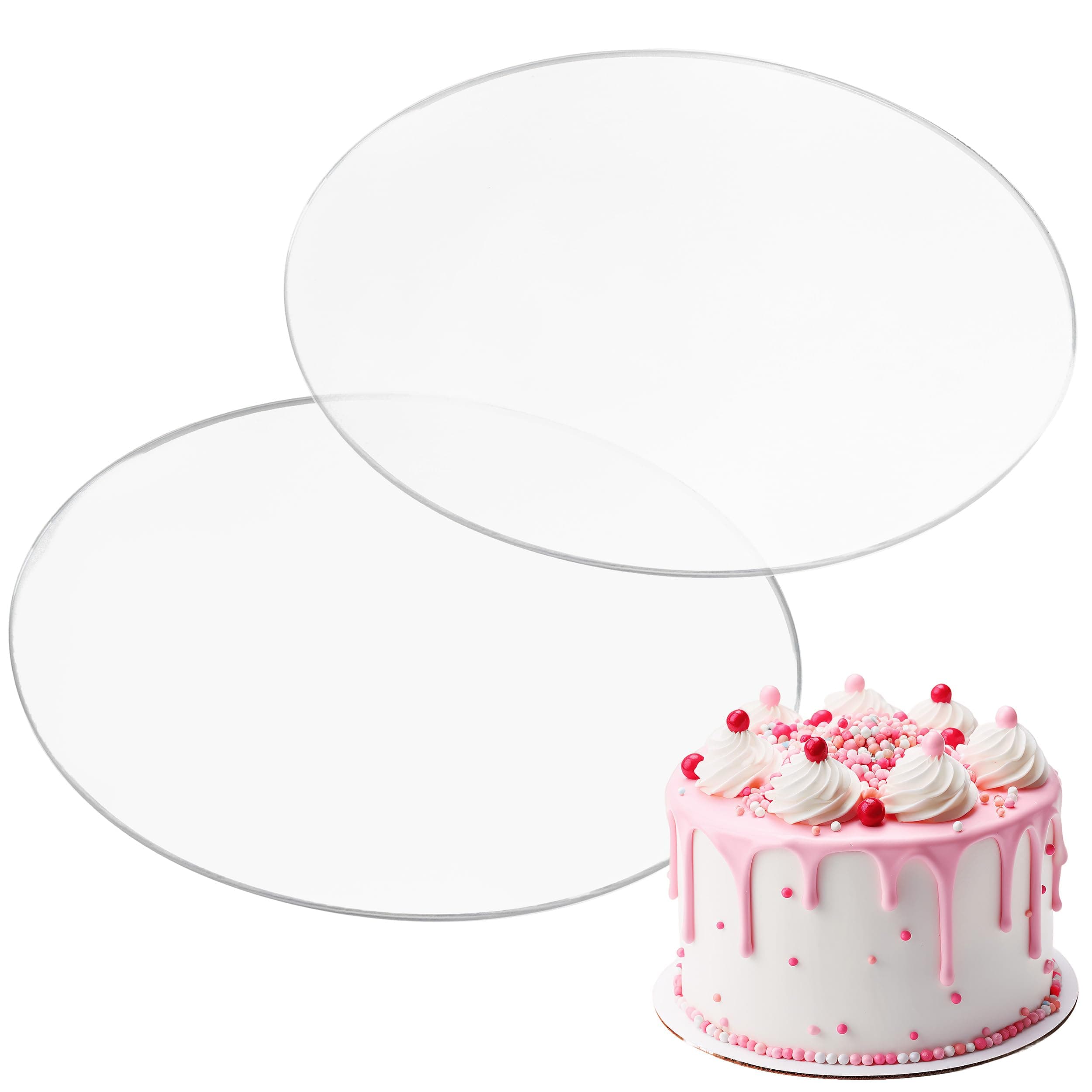 Spec101 Acrylic Cake Disc, 6.25 Inch 2 Pack - Round Acrylic Cake Disc Set, Acrylic Disk for Cake Decorating, 1/8in Thick