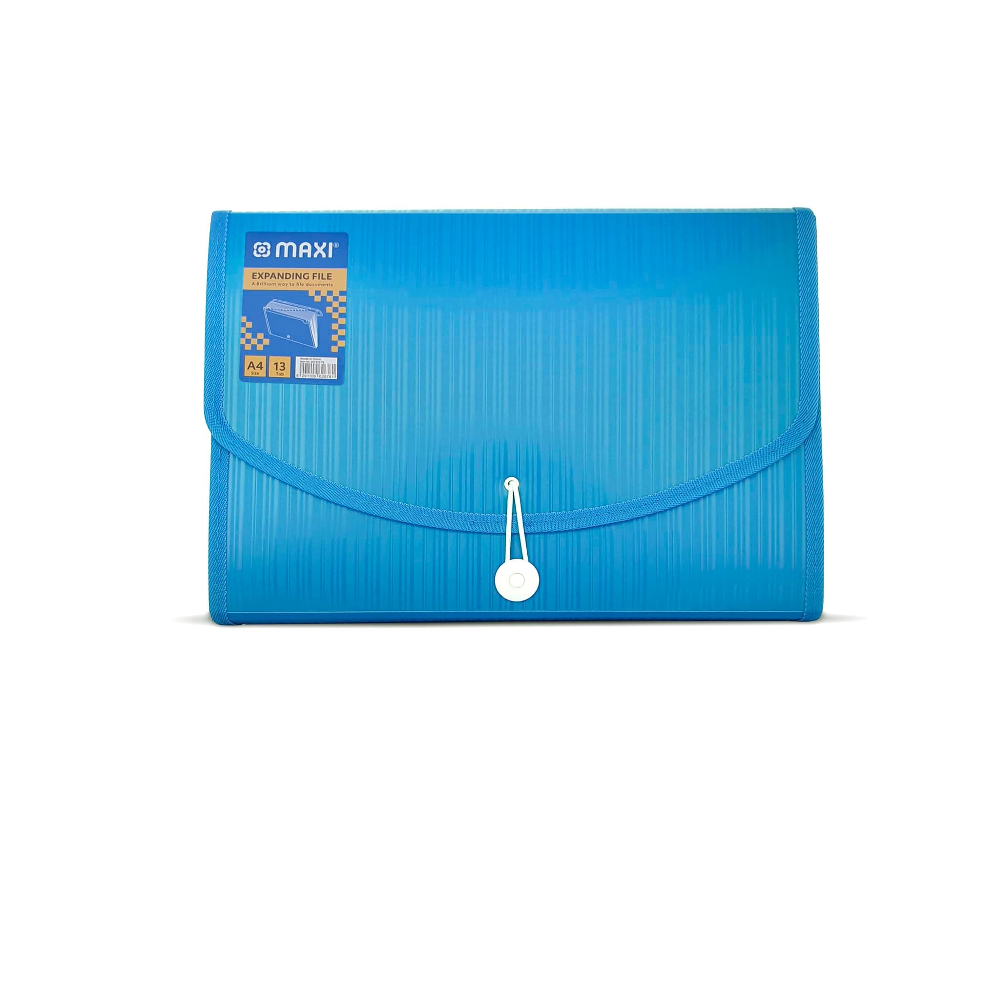 Maxi Expansion File 13 Grids With String Turquoise, 13 Pockets Expanding Folders, Store your documents and are easy to carry