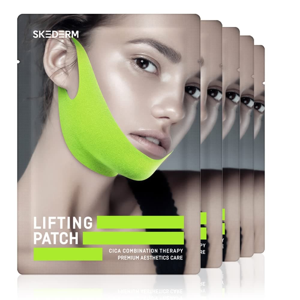Skederm Lifting Patch Cica V Shaped Slimming Face Mask Double Chin Reducer V Line Lifting Mask Neck Lift Tape Face Slimmer Patch For Firming and Tightening Skin Hydrogel