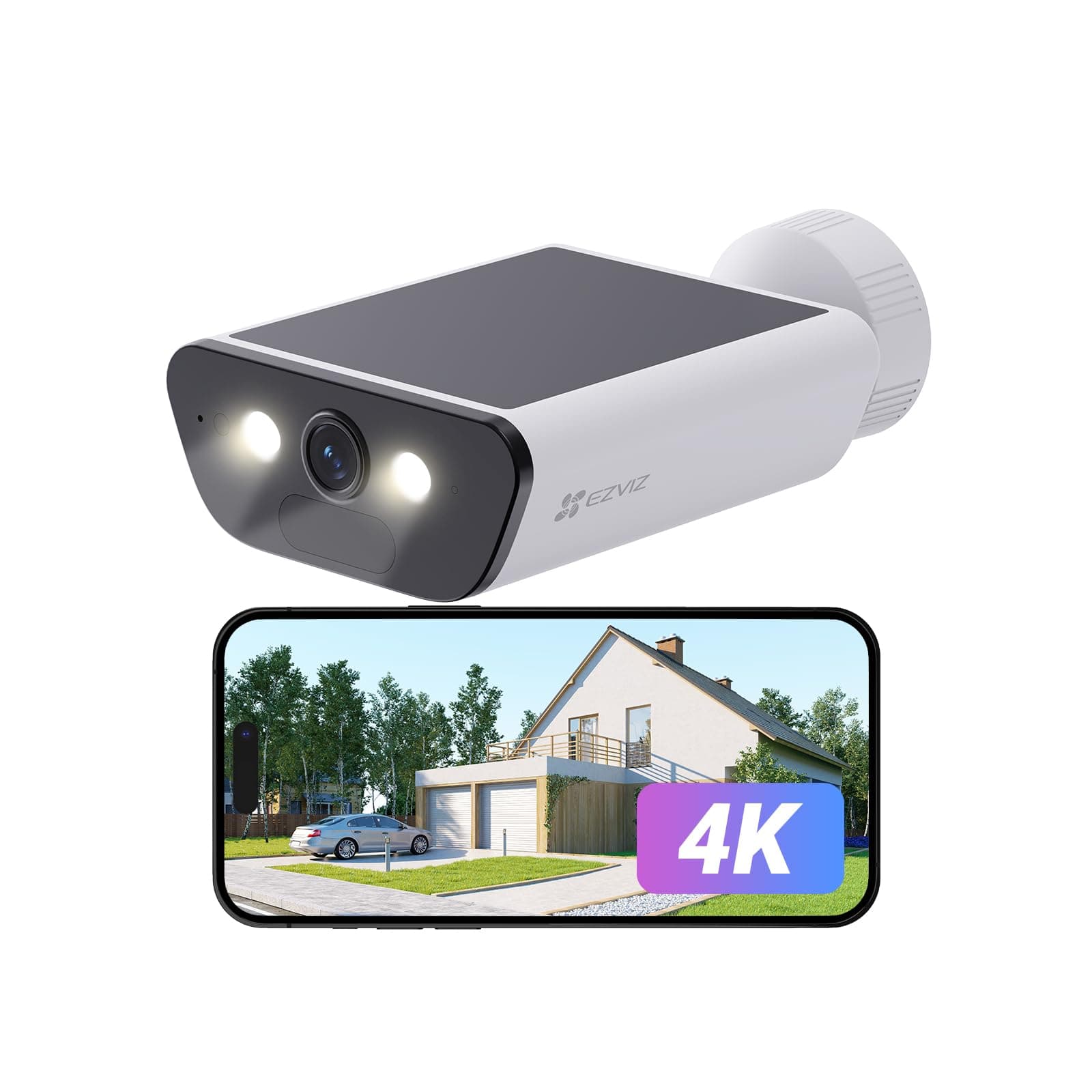 4K Solar Security Camera with Built-in Solar Panel, AOV Mode 24/7 Recording, Outdoor Wifi Camera, CCTV Cameras, Colour Night Vision, Human Detection, Vehicle Detection, Two Way Audio, CB5