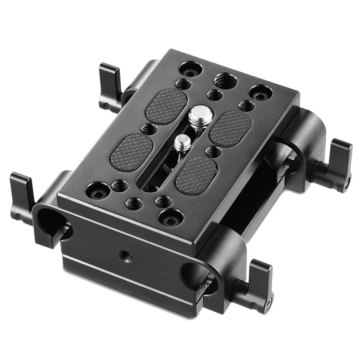 Camera Tripod Mounting Baseplate w/15mm Rod Clamp Rail Block for Tripod/Shoulder Support System - 1798