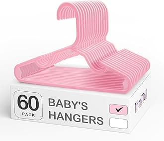 SMARTOR 60 Pack Baby Hangers - 11.7 Inch Plastic Baby Hangers for Closet - Childrens Hangers for Clothes & Infant Hangers for Closet - Closet Hangers for Daily Use - Pink