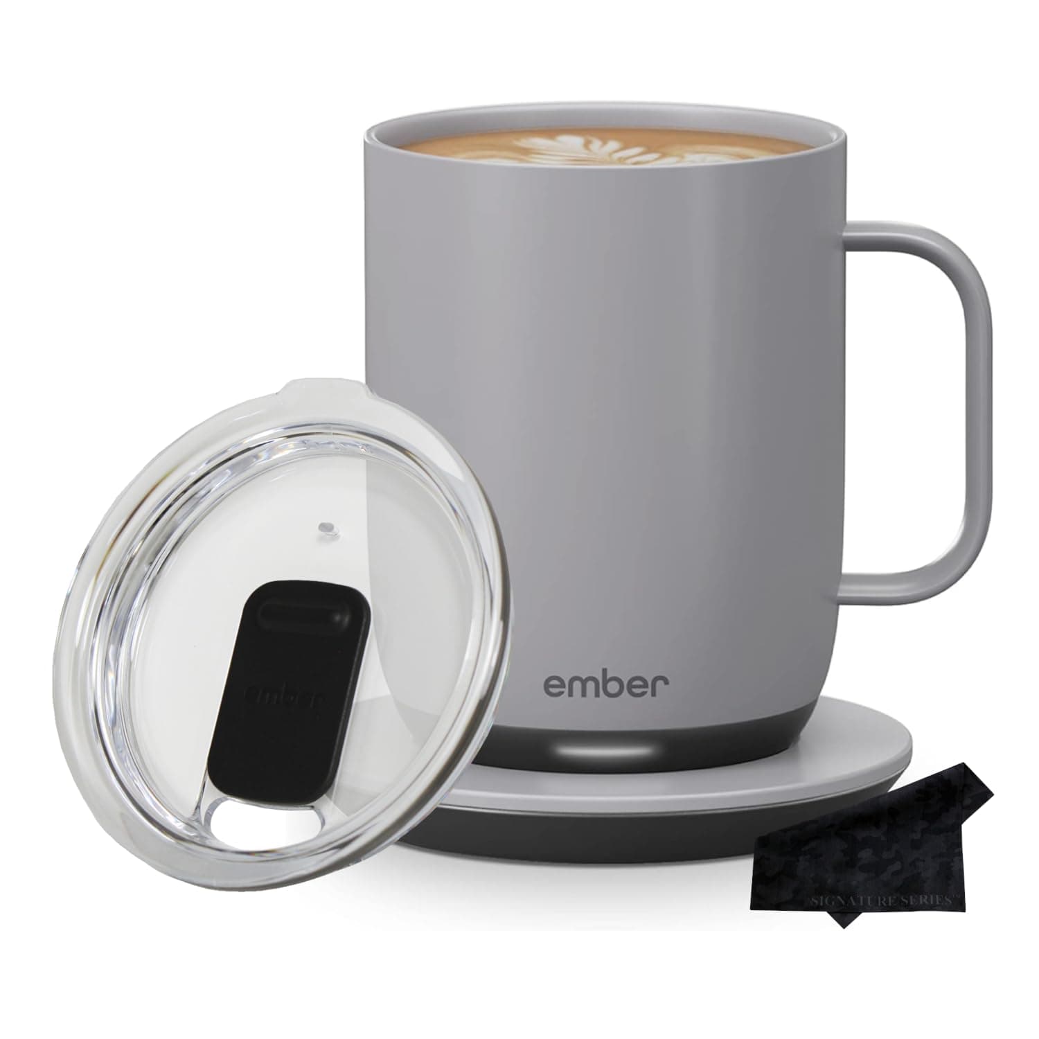 Ember Temperature Control Smart Mug 2, 14 oz, App Controlled Heated Coffee Cup, Double your battery life when you pair Ember Mug with an Ember Sliding Lid, Signature Series Cloth