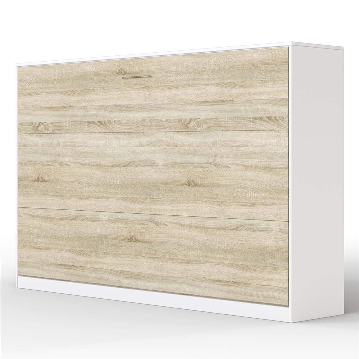 SMARTBETT BASIC FOLDING WALL BED 120X200 HORIZONTAL WHITE/OAK SONOMA WITH GAS PRESSURE SPRINGS