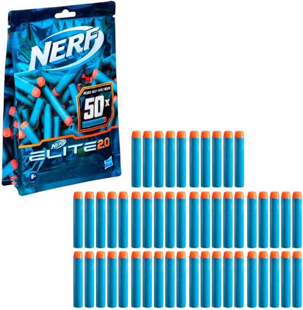 Hasbro Nerf Elite 2.0 50-Dart Refill Pack - Includes 50 Official Nerf Elite 2.0 Darts, Compatible With All Nerf Elite Blasters