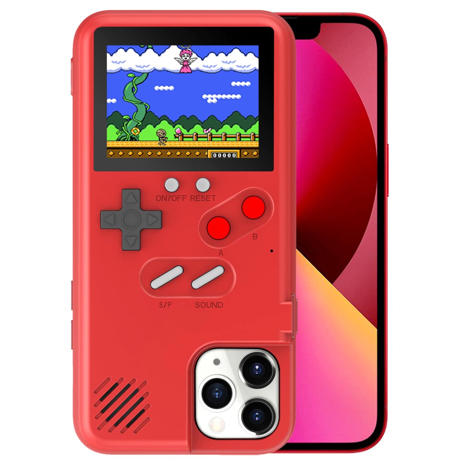 Gameboy Case for iPhone 6/6s/7/8, Chu9 Retro 3D Playable Gameboy Cover Case with 36 Classic Games, Handheld Color Screen Video Game Console Case for iPhone (Red, iPhone 6/6s/7/8)