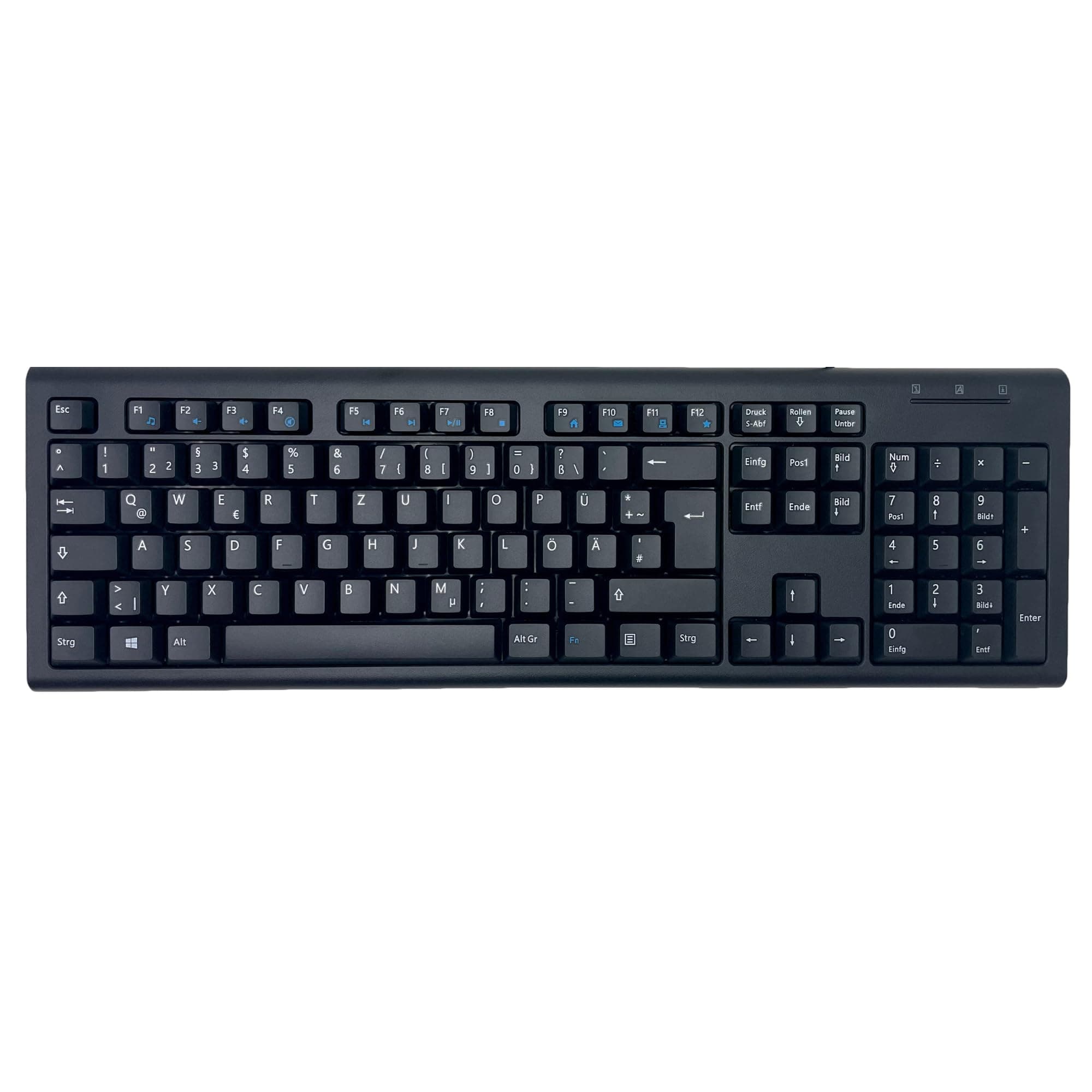 Bilingual German English Black USB Wired Computer Keyboard