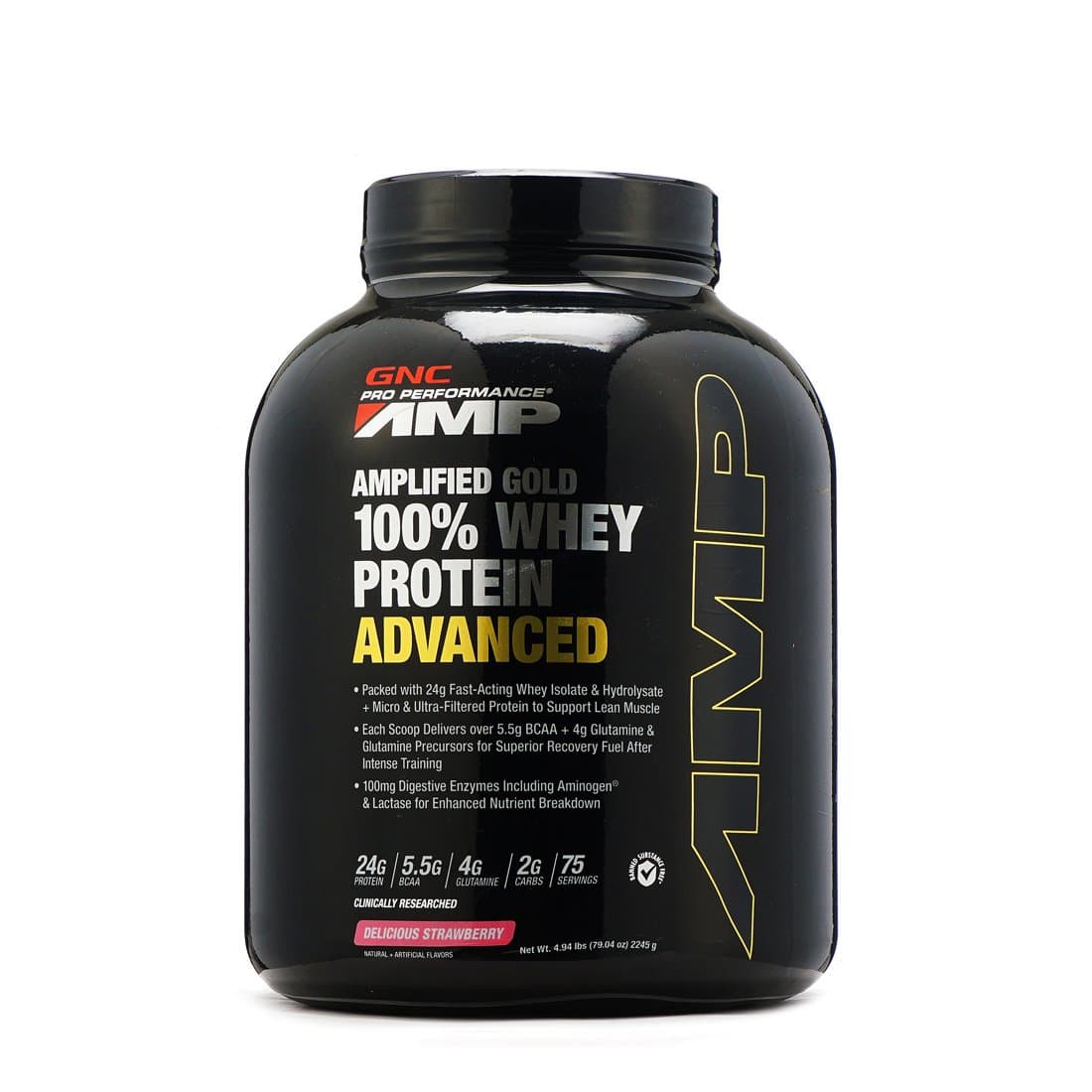 GNC PRO PERFORMANCE AMP GOLD SERIES 100% WHEY PROTEIN ADVANCED-DELICIOUS STRAWBERRY
