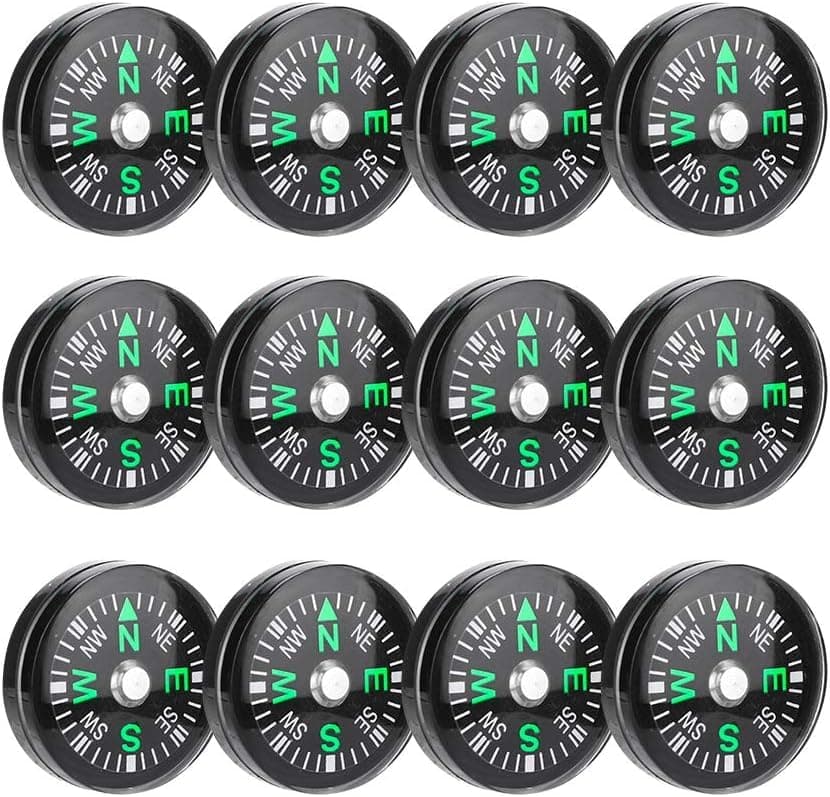 50 Pieces Mini Compass Small Button for Kids 20mm Bulk Hiking Liquid Filled Survival Set Camping Boating Touring Backpacking Outdoor Activities, Pack of, BLACK