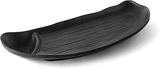 Melamine Matte Finish D Shape Platter for Dining Table | Snacks, Starters, Fast Food Serving Tray/Plate, Set of 3,Black