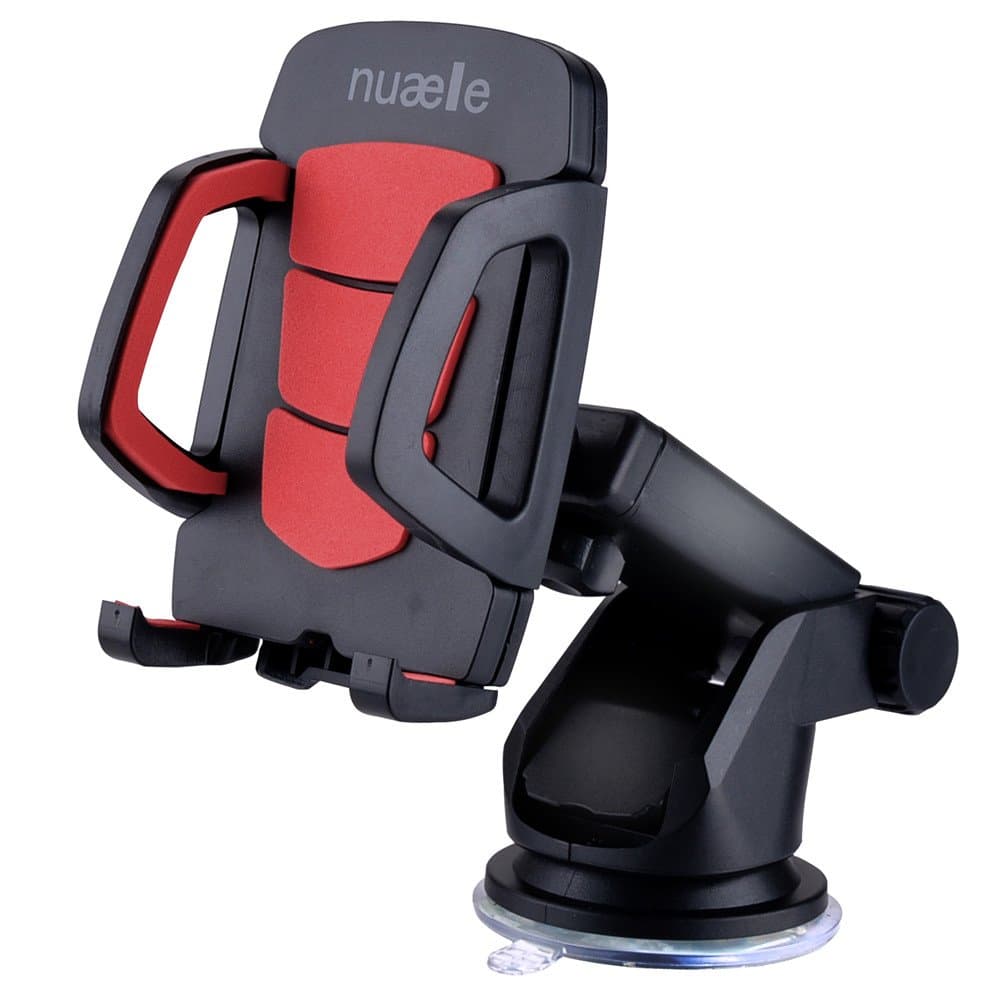 Cell Phone Car Mount Holder Stand Dashboard/Windshield, Universal Car Phone Mount Support iPhone X 8/7/7P/6S/6 Plus/5S/5/5c/SE/4/4s, Samsung Galaxy S8, LG, HTC and Other Smartphones(Red)