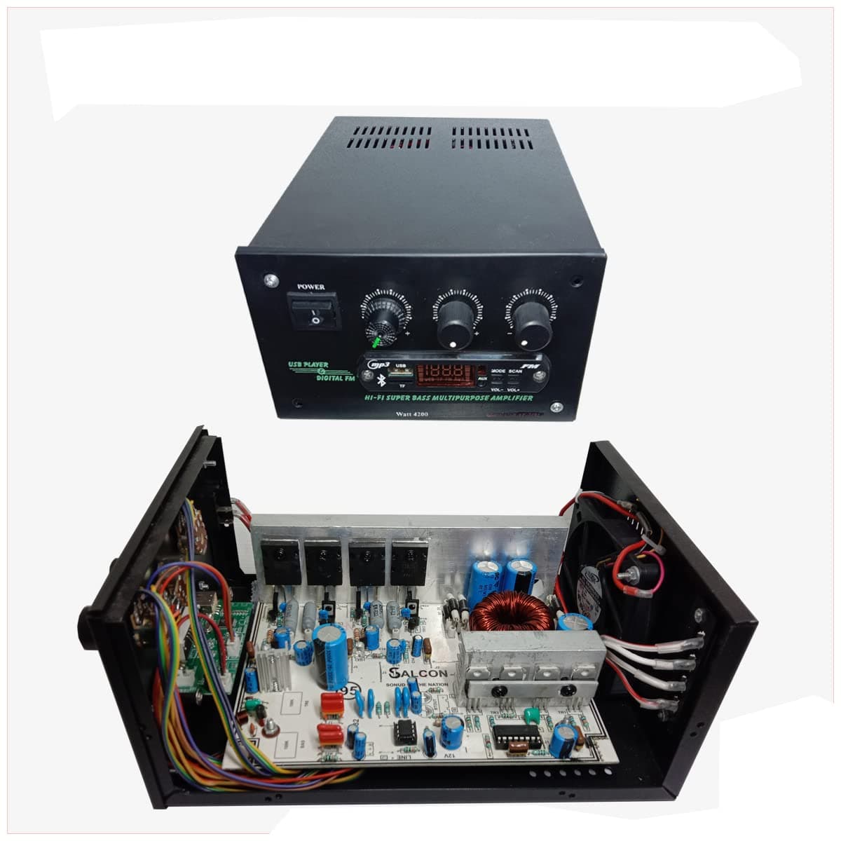 Salcon Electronics India (Device) 12V Dual Channel 200W Car Multi Channel Amplifier Stereo Power Mono Amp Audio, Bass Sub Woofer Kit, Monoblock, Mosfet Power Supply