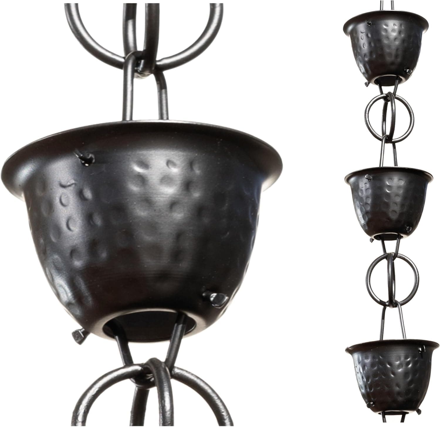 Monarch Rain Chains Powder Coated Hammered Cup Rain Chain