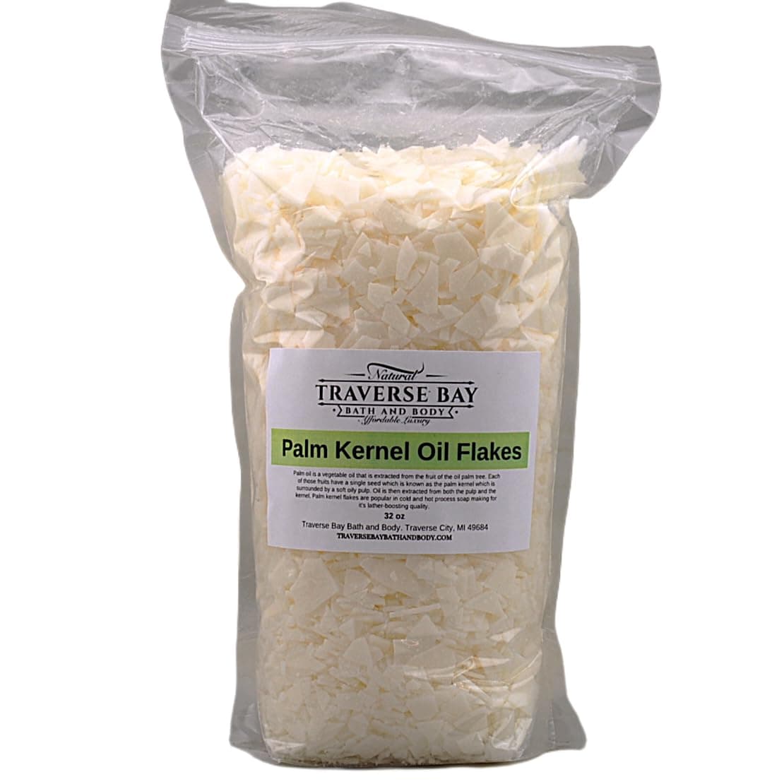 Palm Kernel Oil Flakes 32- oz. / 2LB Soap Making supply's in Stand-up Barrier Pouch All Natural.