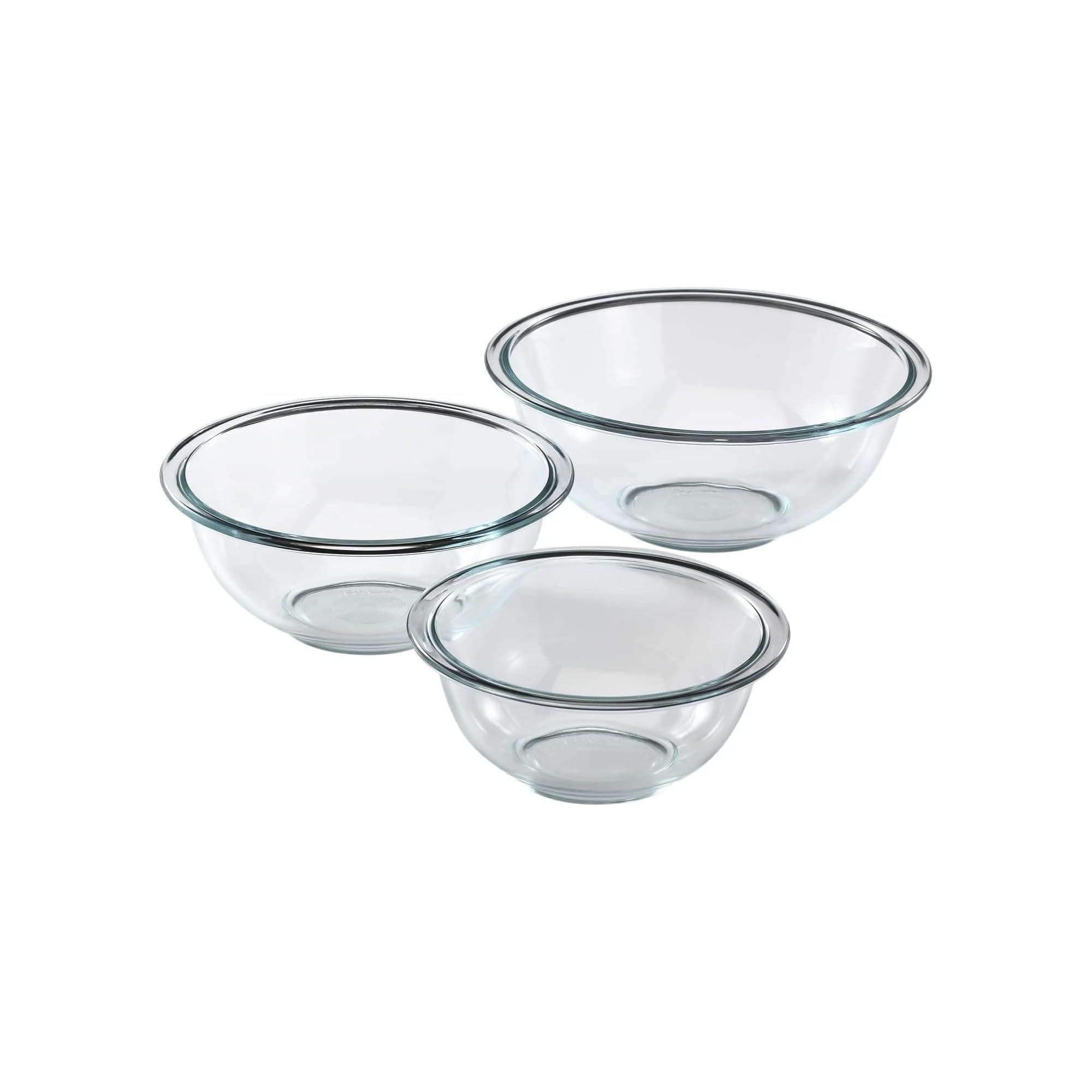 Pyrex Glass Solid Nesting, Microwave and Dishwasher Safe Mixing Bowl Set (Multicolor), 3-Piece Set