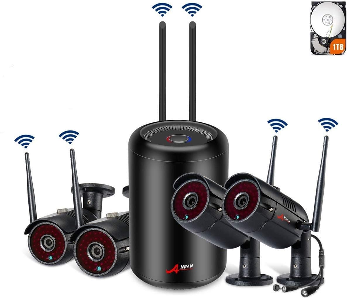[Home CCTV]Wireless CCTV Camera System, ANRAN HD 1080P 4 Channel NVR Recorder with 4 x 2.0MP Indoor/Outdoor HD IP Home CCTV Camera, Night vision, 1TB HDD