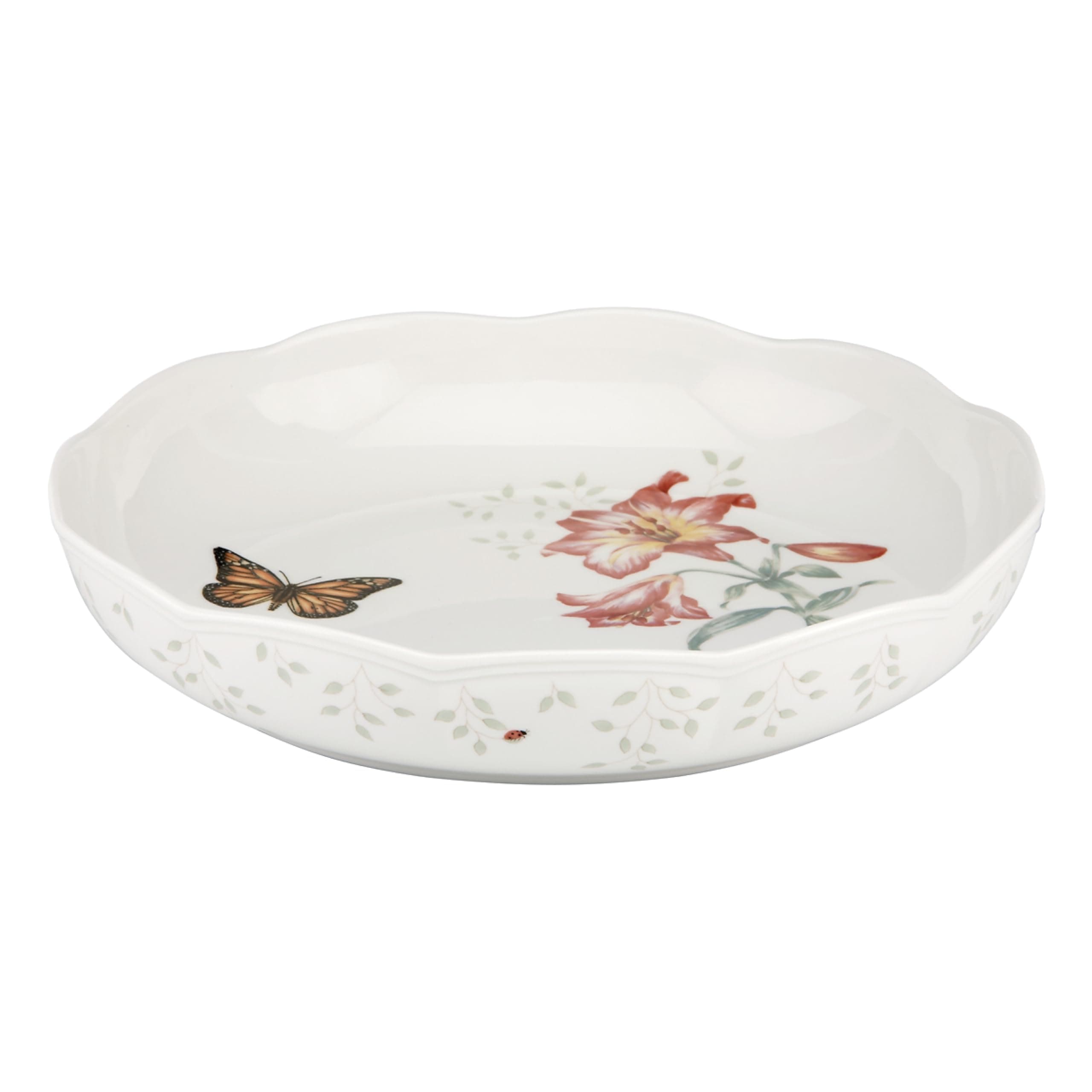 Butterfly Meadow Low Serve Bowl, White -