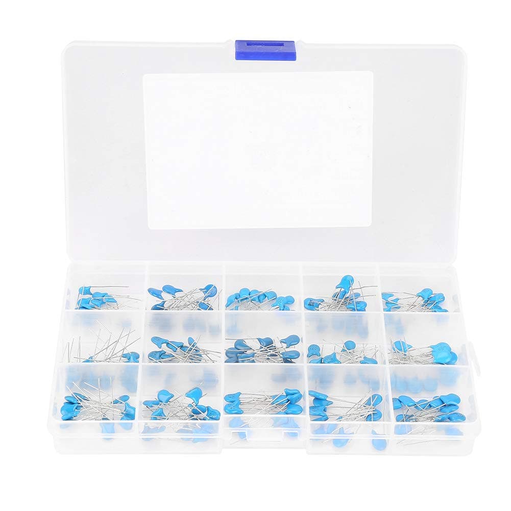 180PCS 100pF-10000pF 15 Value 1KV High Voltage Ceramic Capacitors Assortment Kit for DIY Electronic Circuit With Plastic Box