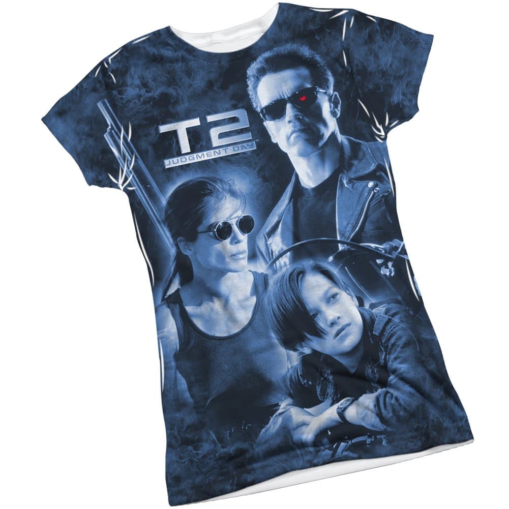 Protector & Hunter -- Terminator II Front Print Sports Fabric Juniors T-Shirt