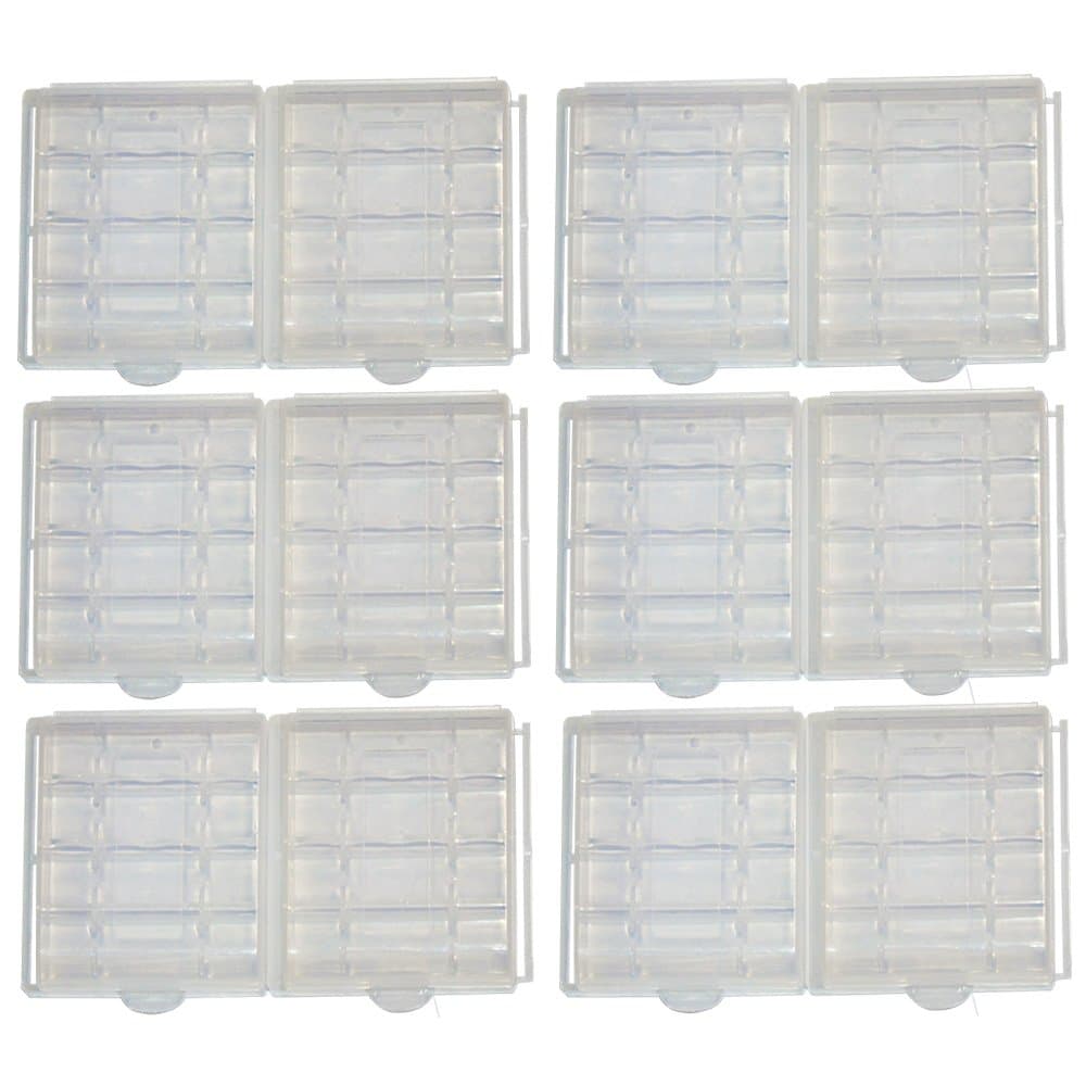 Lontenrea 12 PCS Transparent AA/AAA Battery Storage Case Box Holder