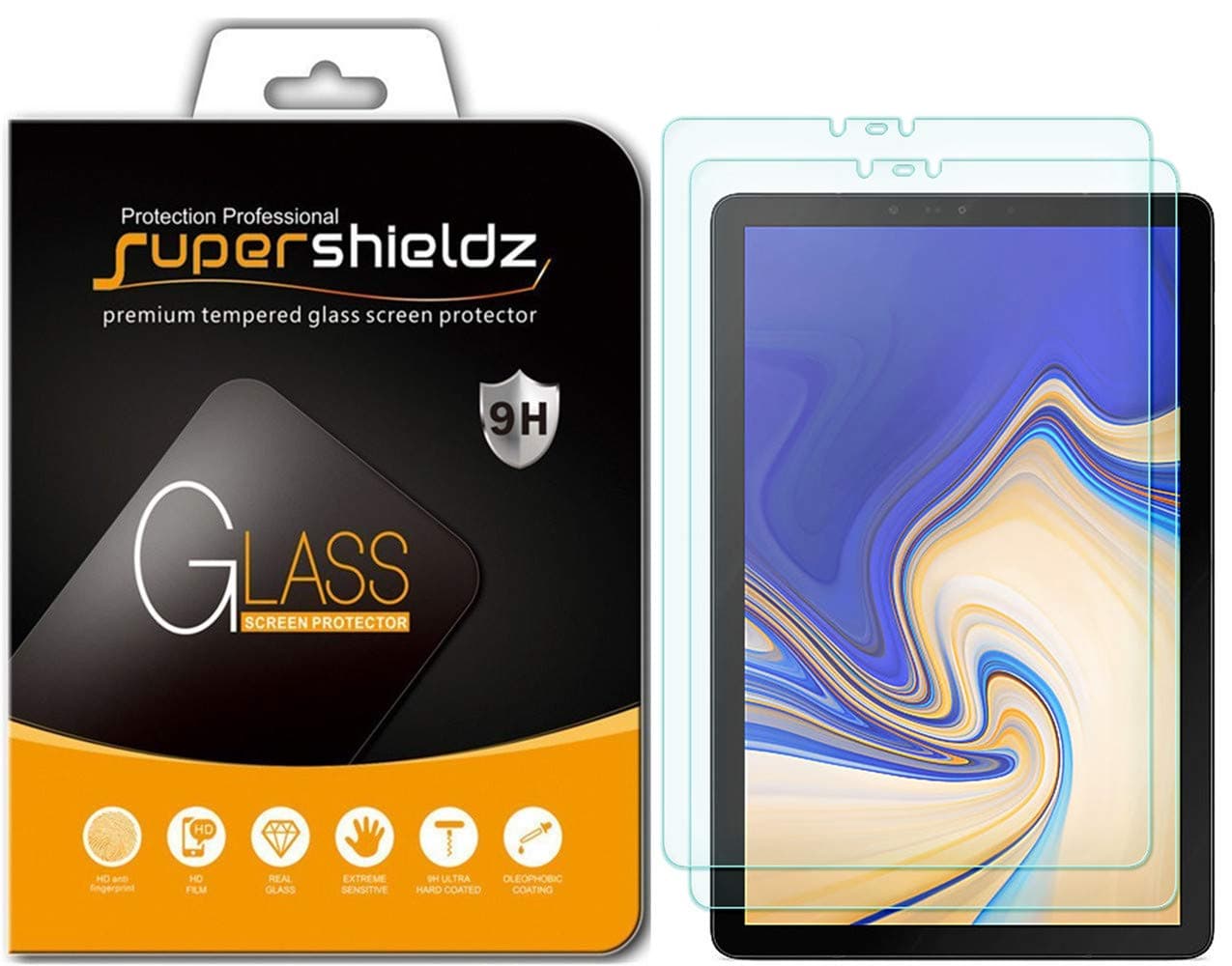 (2 Pack) Designed for Samsung Galaxy Tab S4 (10.5 inch) Screen Protector, (Tempered Glass) 0.33mm, Anti Scratch, Bubble Free