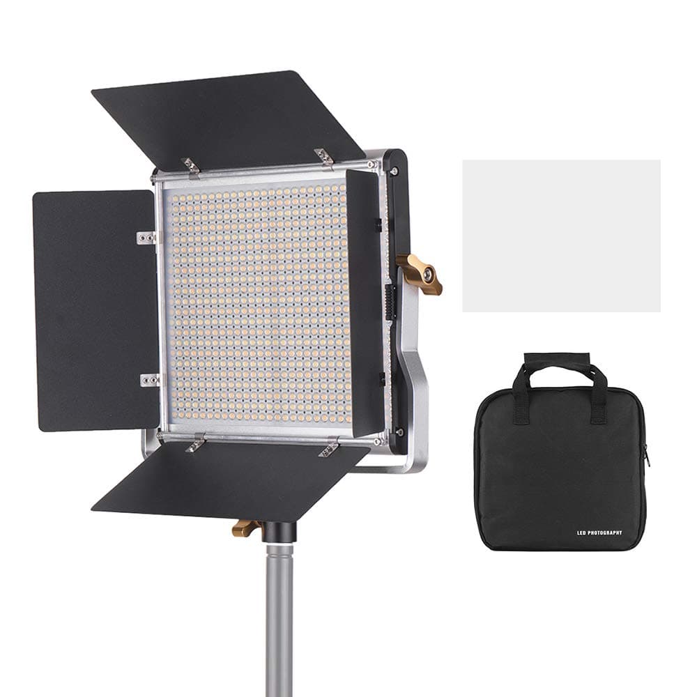 EacamProfessional LED Video Light Dimmable 660 LED Bulbs Bi-Color Light Panel 3200-5600K CRI 85+ with U Bracket & Barndoor Lighting Kit for Studio Photography Video Shooting
