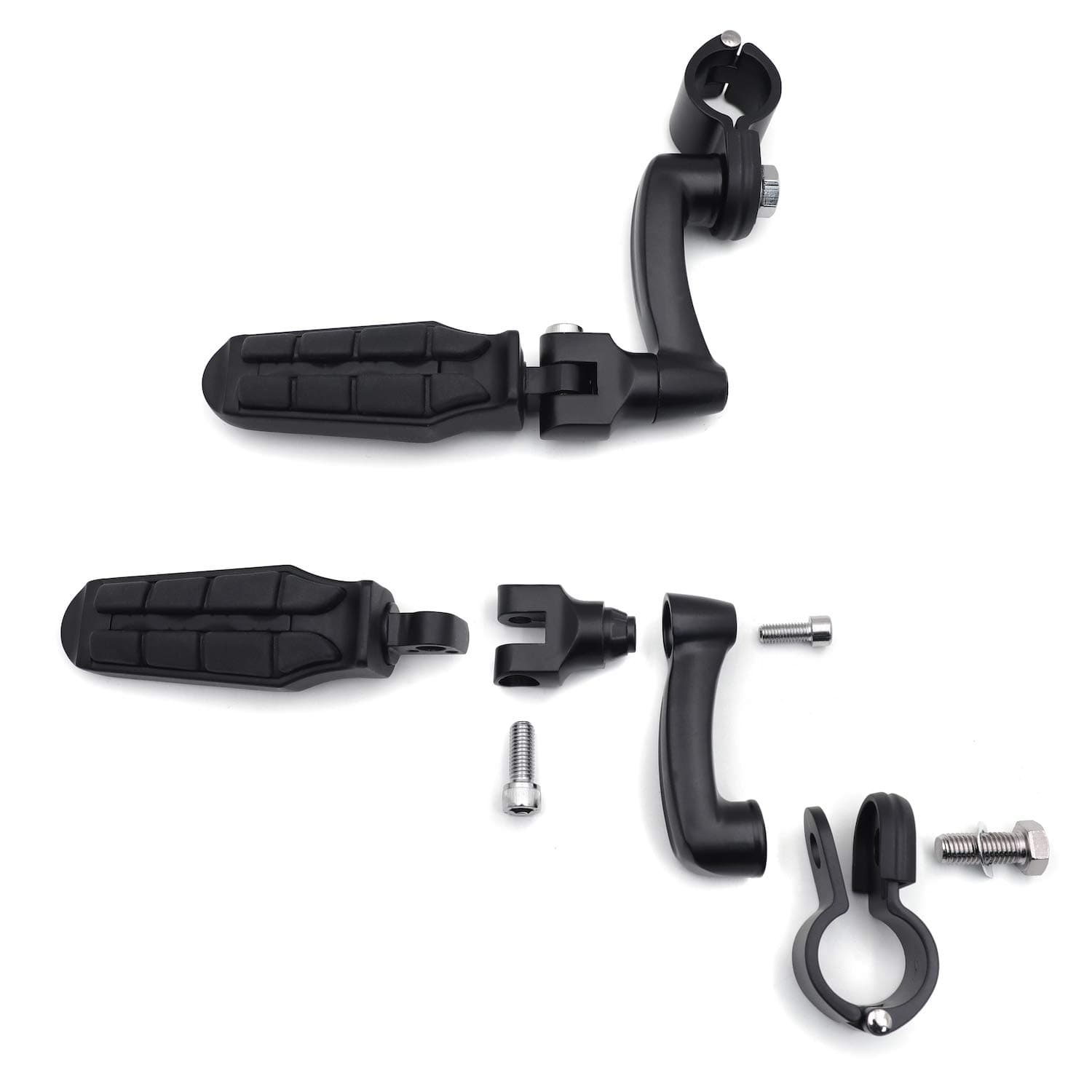 HK Group Motorcycle Black Adjustable Highway Peg Mounting Kit with Footpeg Foot rest For Harley Davidson Sportster 883 1200 Street Bob Softail CVO Equipped 1-1/4 inch (1.25") Front Engine Guard