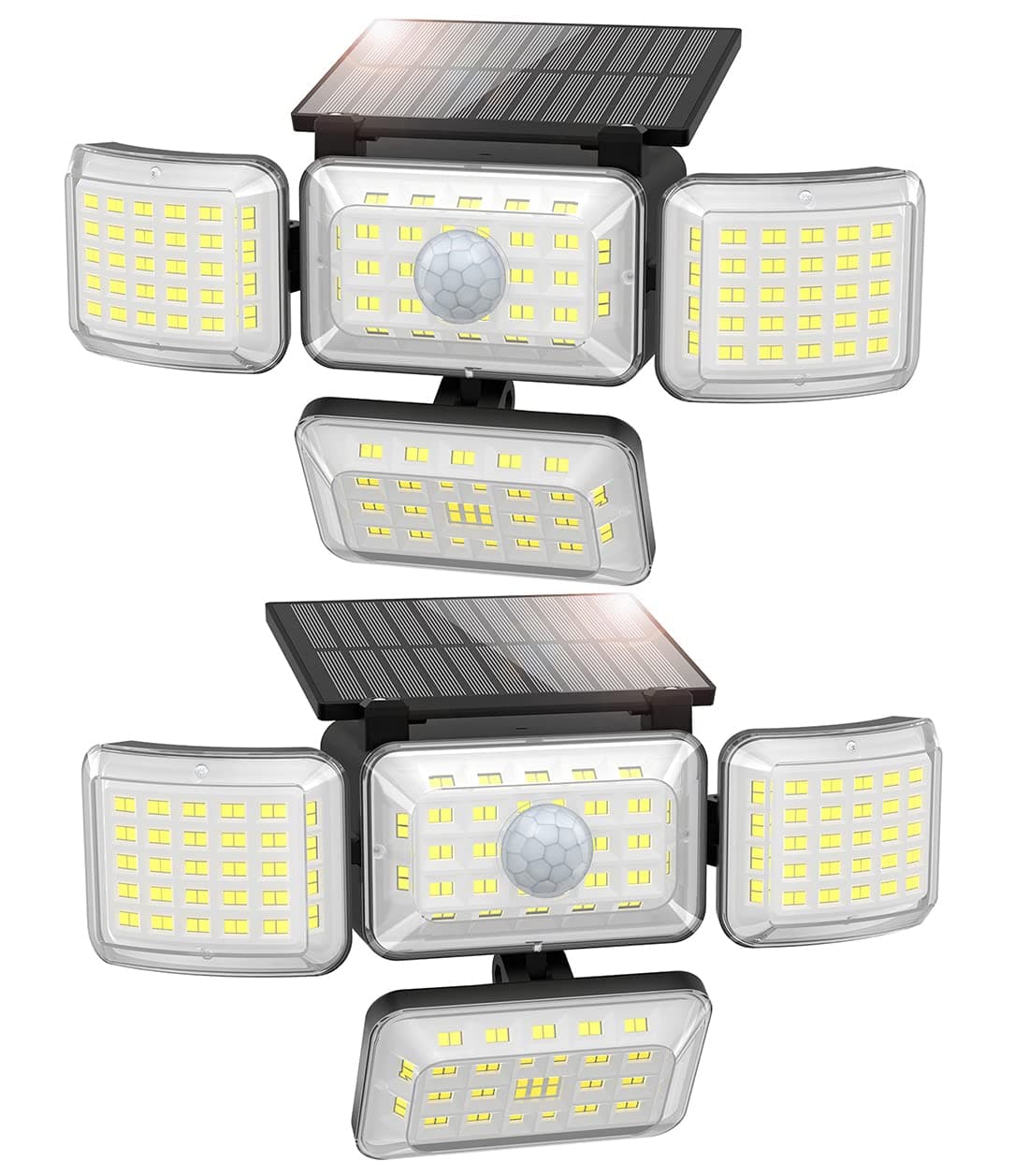 Solar Lights Outdoor, 250 LED 2500LM Security Motion Sensor Flood Light with 4 Adjustable Heads, IP67 Waterproof, 3 Modes & 300Ã‚° Wide Angle Smart Outside Wall Light for Garden Pathway Garage, 2 Pack