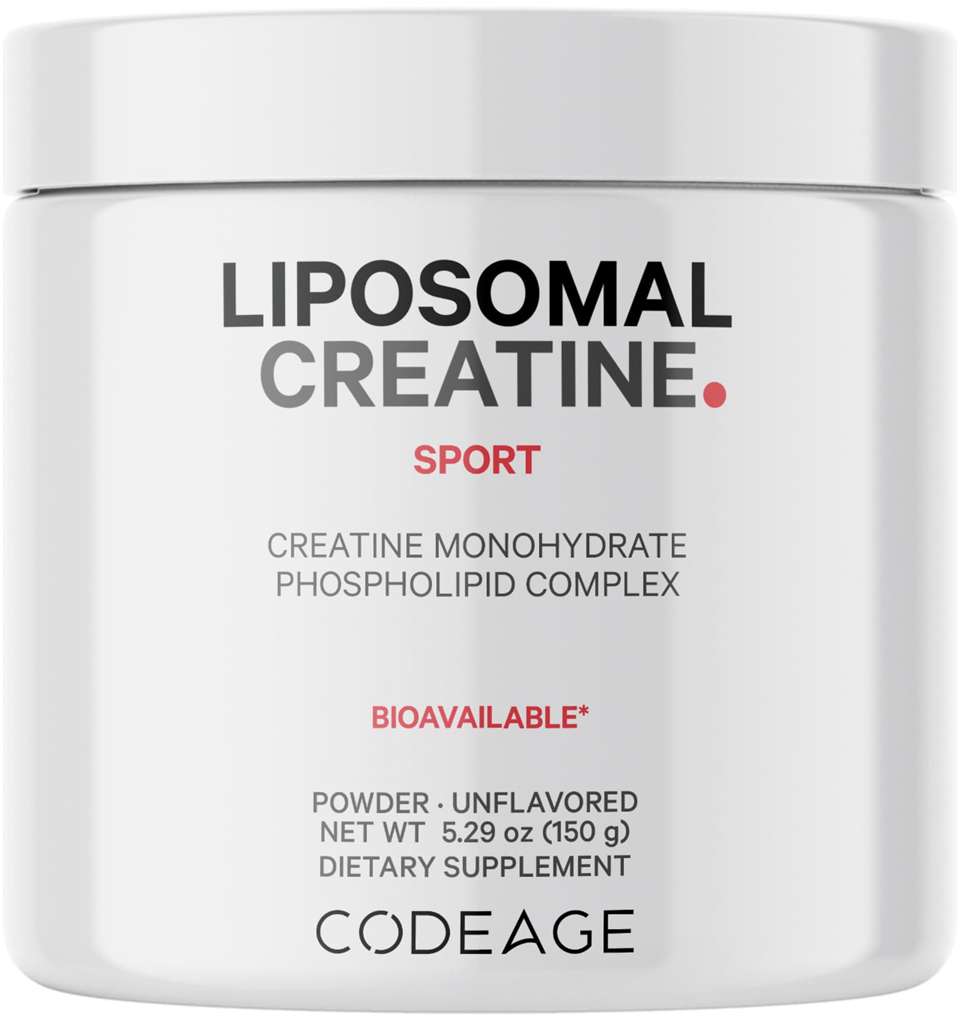 Codeage Liposomal Creatine Powder Supplement, Pure Creatine Monohydrate 5000mg, Pre Workout & Post Workouts - Unflavored Creatine, Micronized Creatine Powder - Creatinine for Sports - 30 Servings