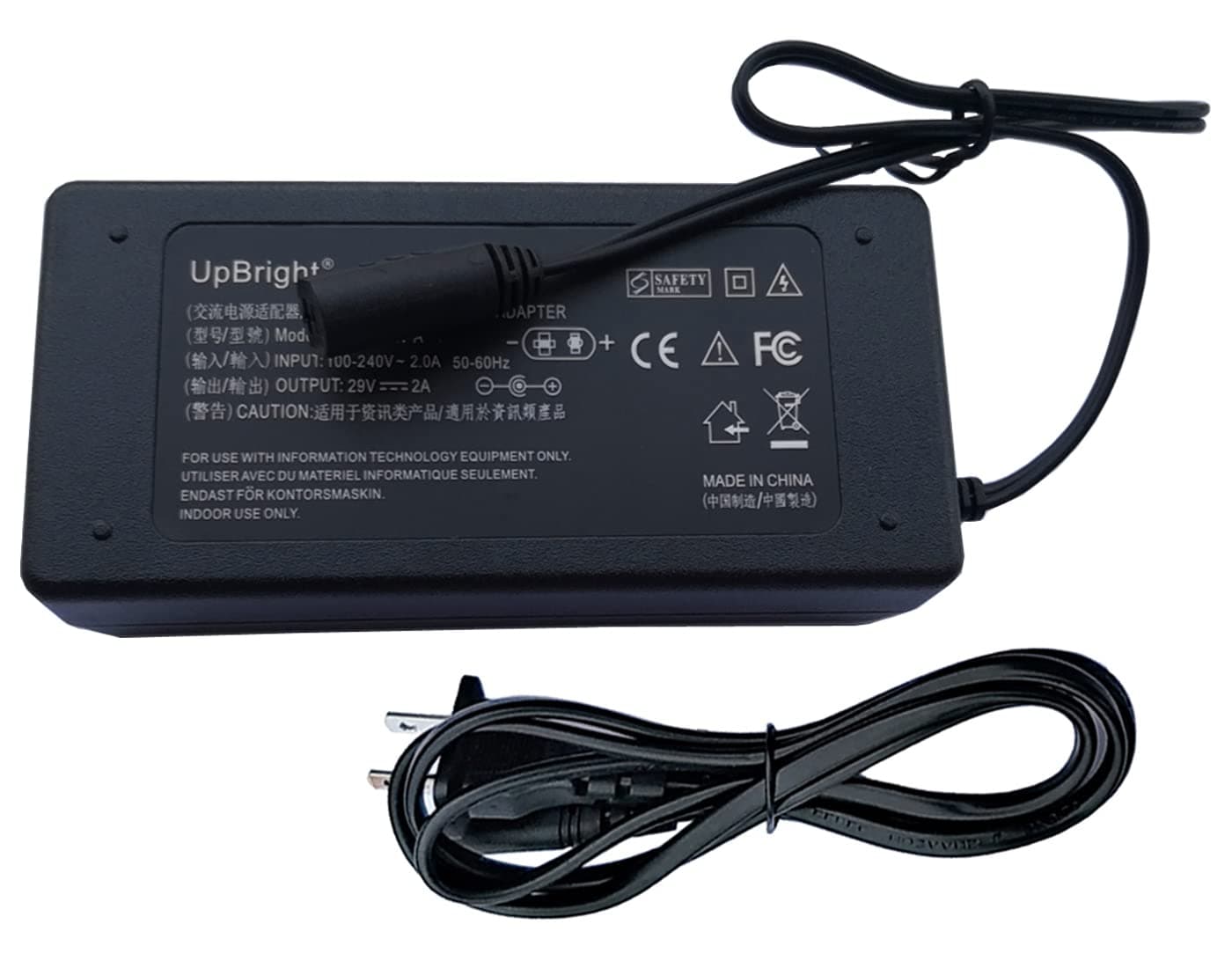 UpBright 2-Prong 29V AC/DC Adapter Compatible with Okin Refined JLDP.10.078.221 JLDP.10.001.000 B JLDP-10-001-000 JLDP.10001000 Lift Chair Recliner 29VDC 2A Class 2 Power Unit Supply Battery Charger