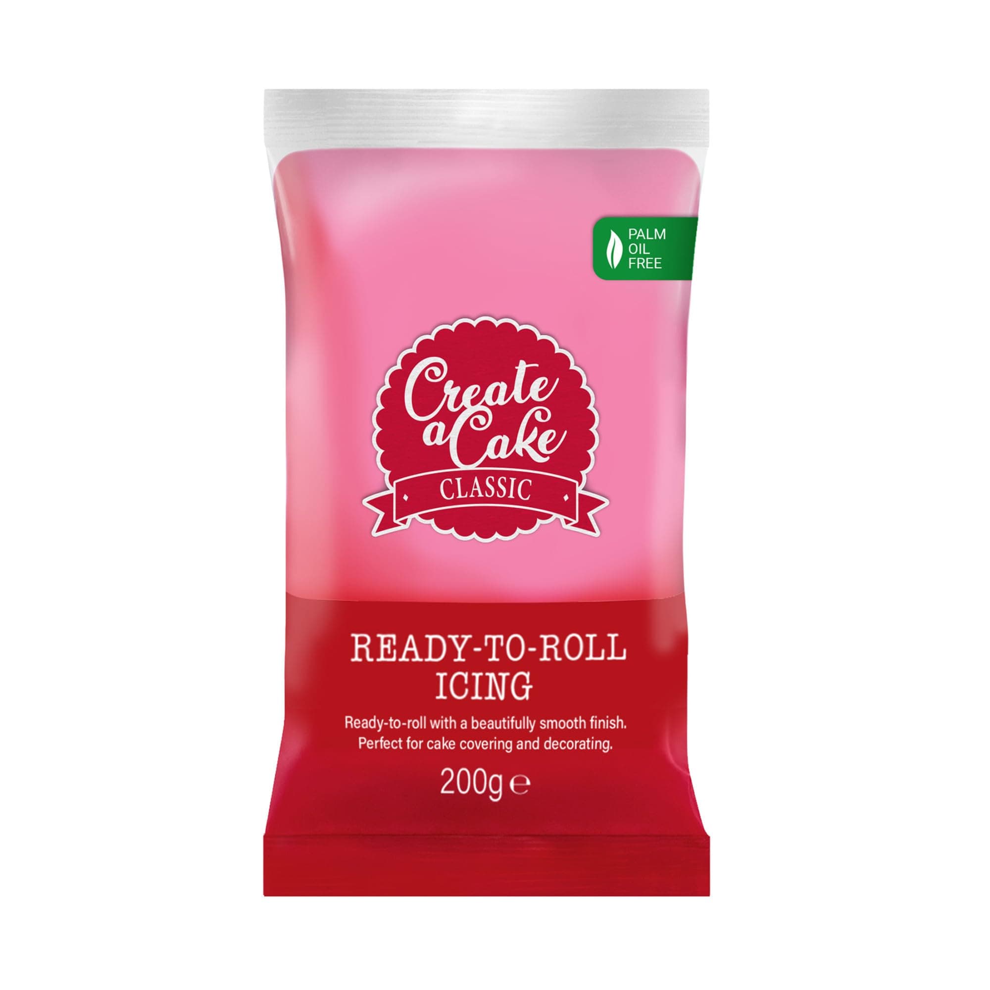 Create A Cake Ready To Roll Icing | Pink Fondant Icing | Palm Free Sugar Paste For Cake Decorating, Cupcakes, Cookies, Cakes - 200g