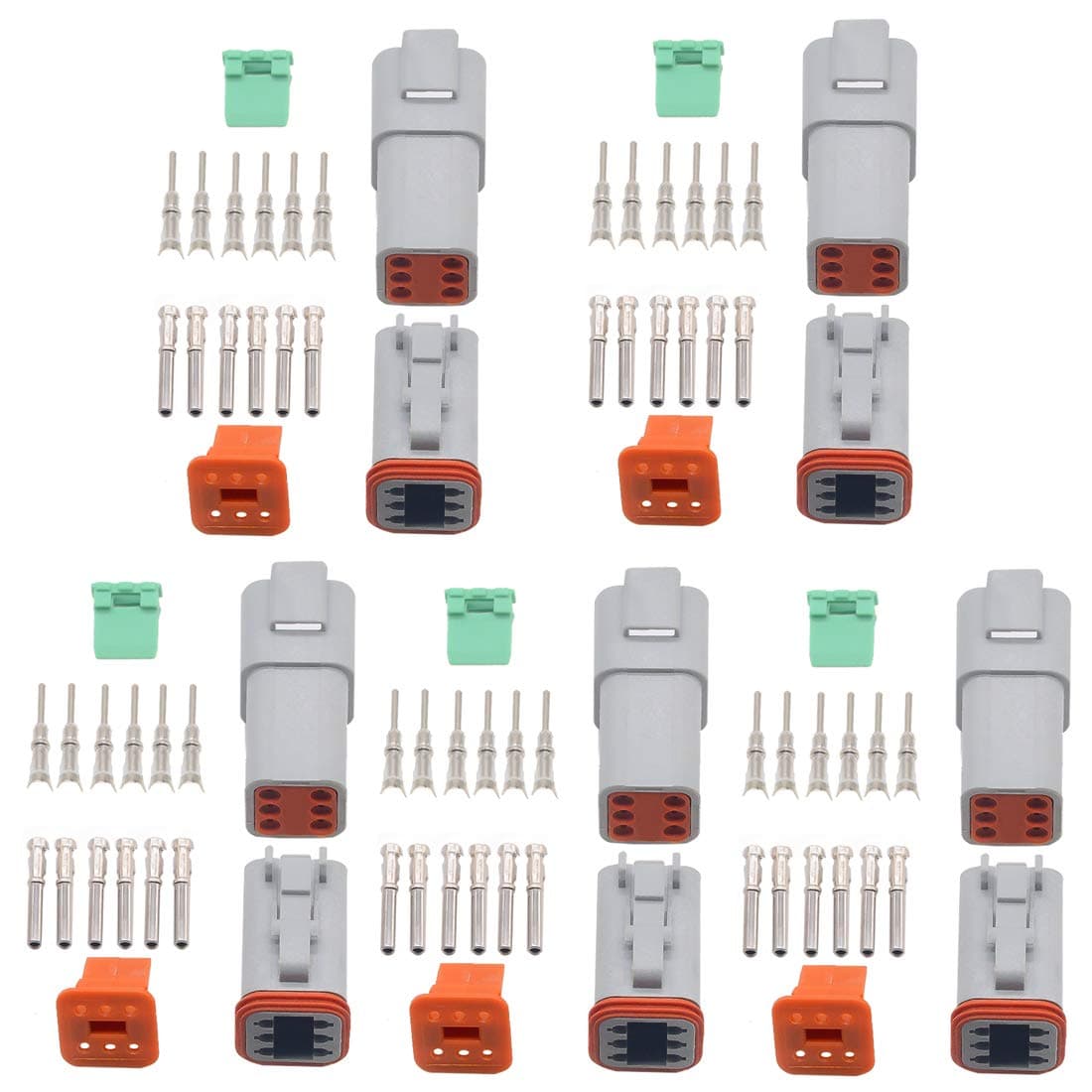 5 sets Kit DT 6 Pin Waterproof Electrical Wire Connector plug Kit 22-16AWG DT06-6S DT04-6P
