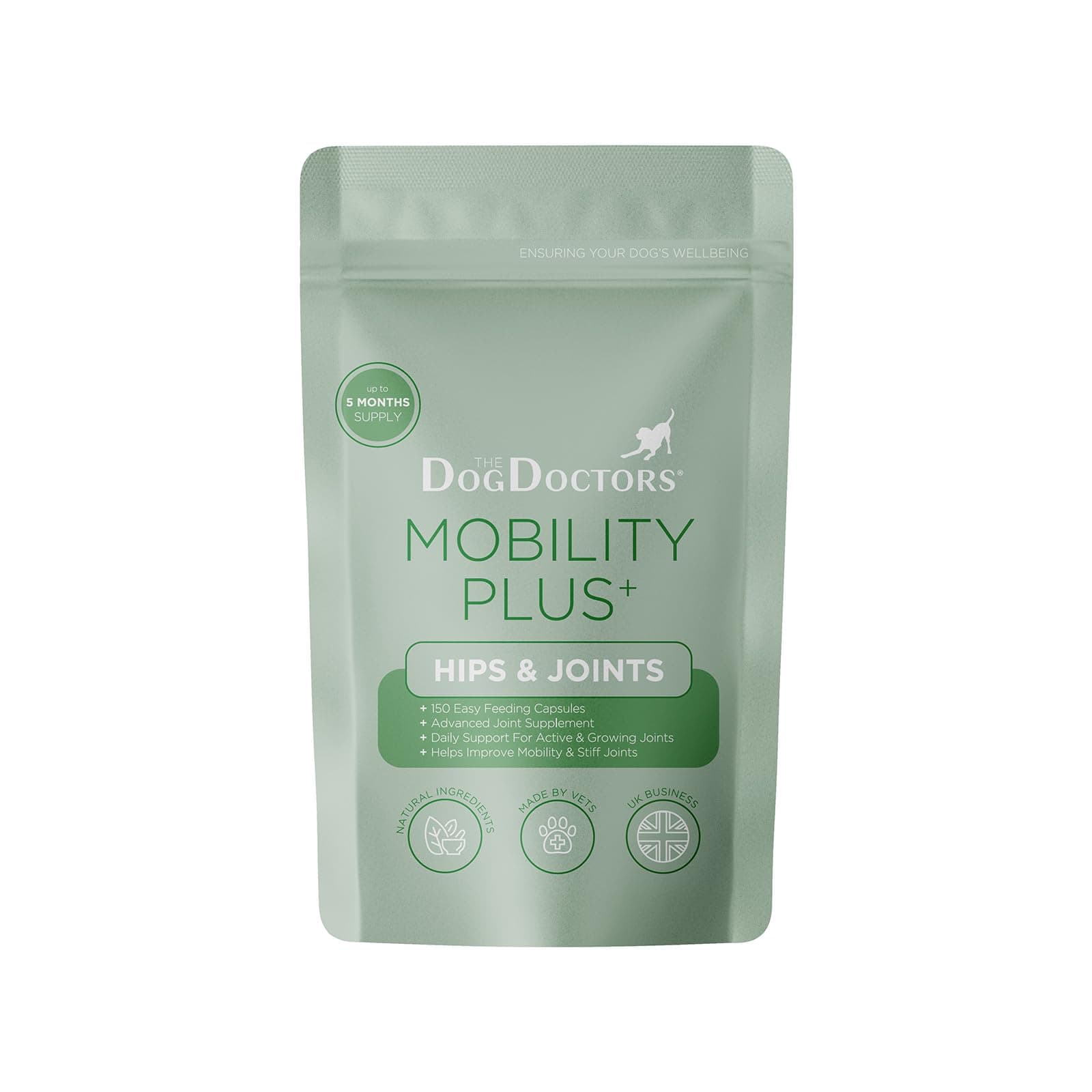 The Dog Doctors Mobility Plus | 150 Hips And Joints Aid Supplements With Glucosamine And Chondroitin For Dogs | Suitable For All Breeds And Sizes | 150 Capsules | Cruelty Free & Proudly Made in UK!