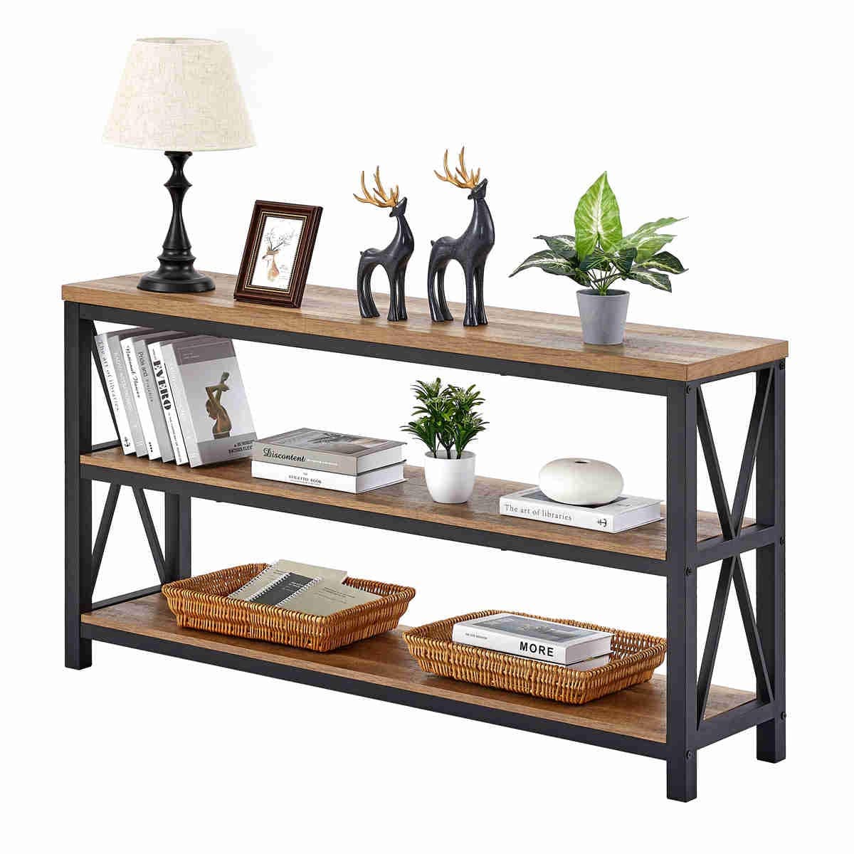 FATORRI Industrial Console Table for Entryway, Wood Sofa Table, Rustic Hallwa...