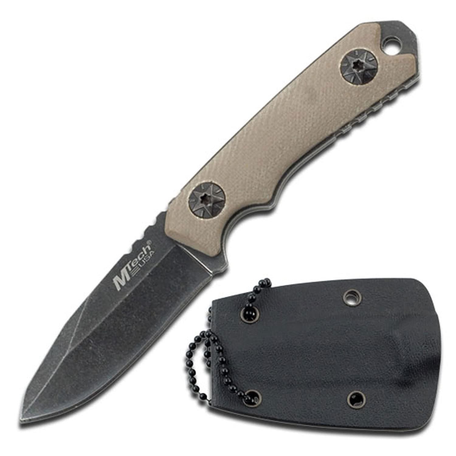 MT-20-30 Series Fixed Blade Neck Knife, Drop Point Blade, G10 Handle, 4-3/4-Inch Overall