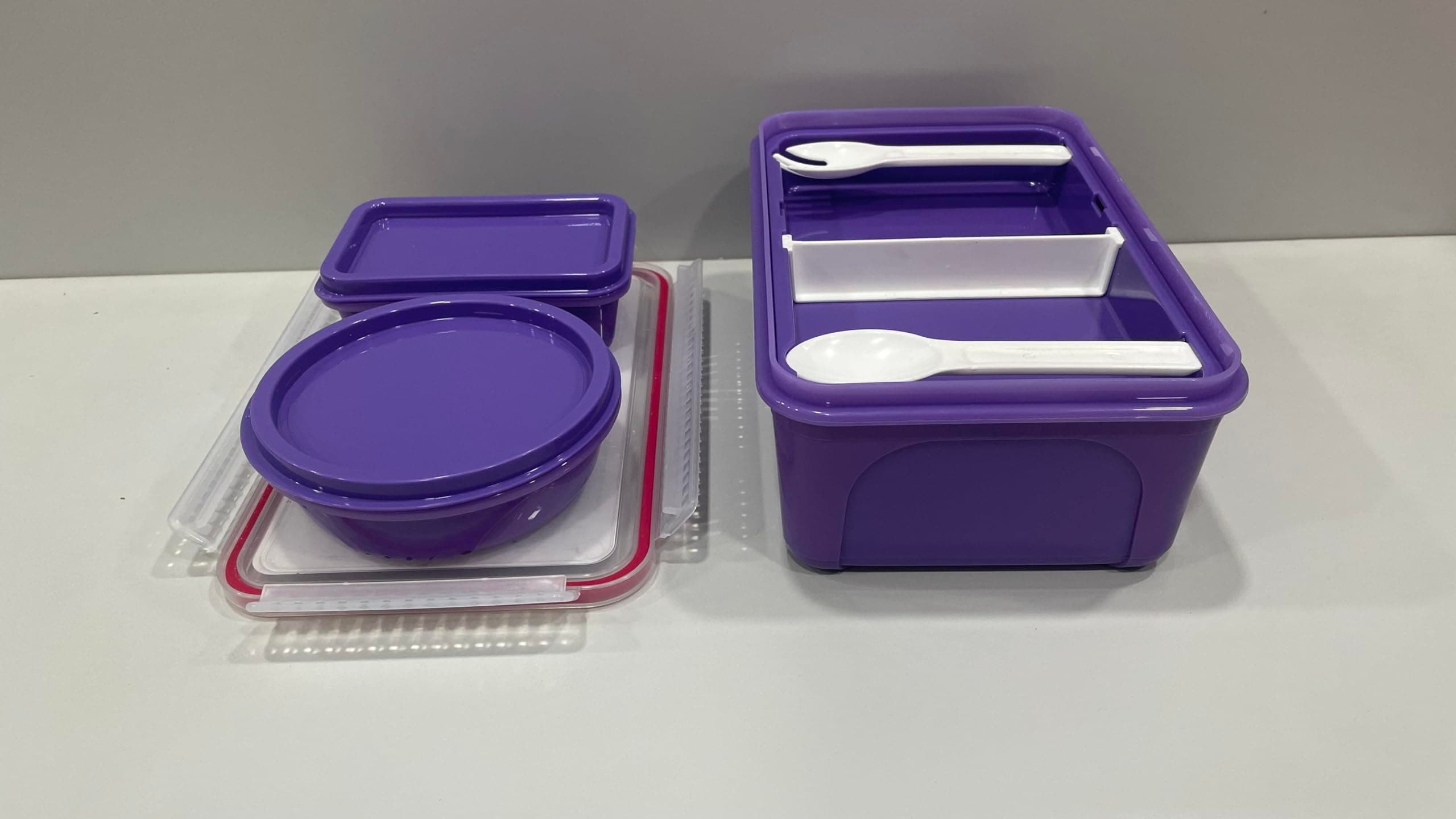 Unica 2K Office Lunch Box, Compartment Lunch Containers with Adjustable Separator, BPA-free Adult Lunch Box with Air Resistant Container, Clip-on Spoon & Fork, Unilock Lid, Microwave Safe, Voilate