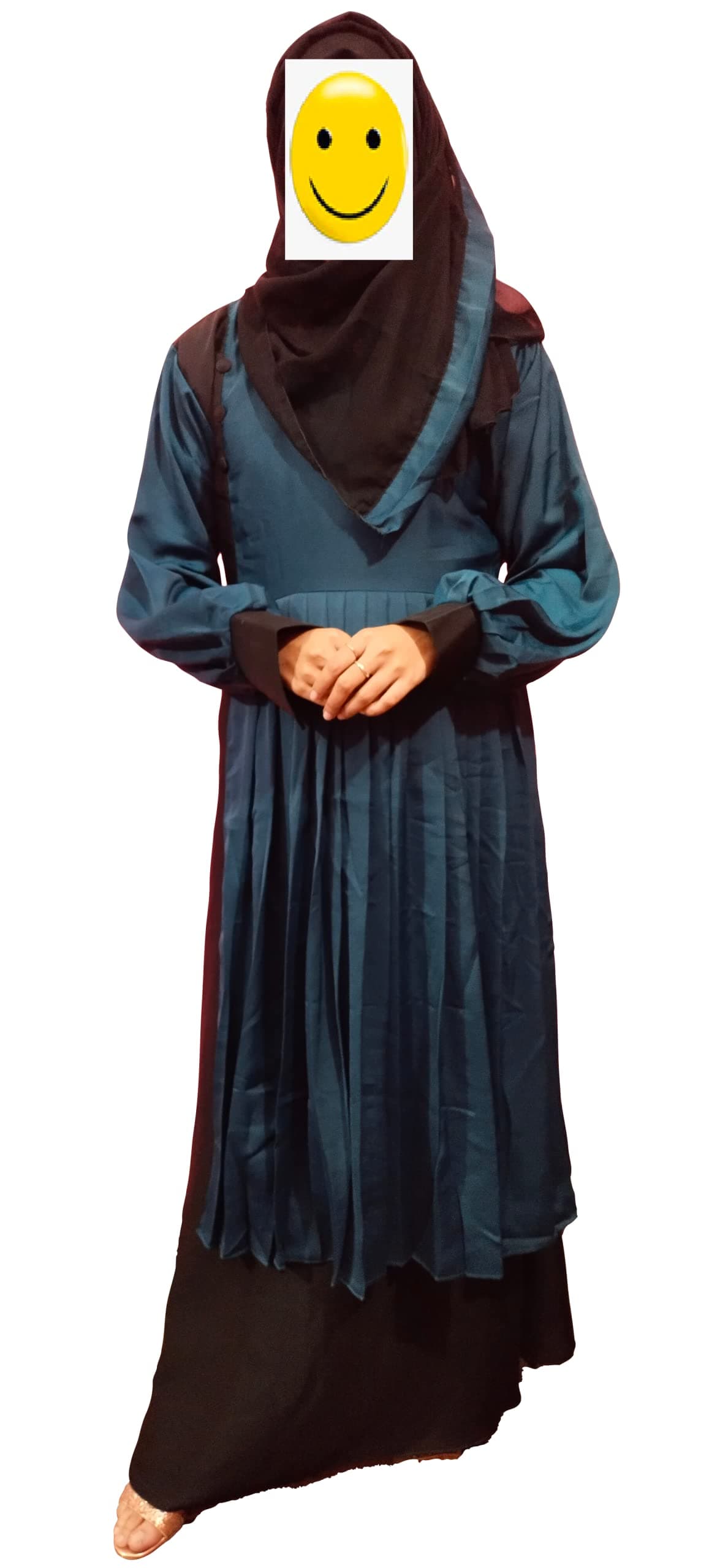 Women's Imported Soft Nida Fabric with Button design with crush work Abaya Burqa (Free Size)