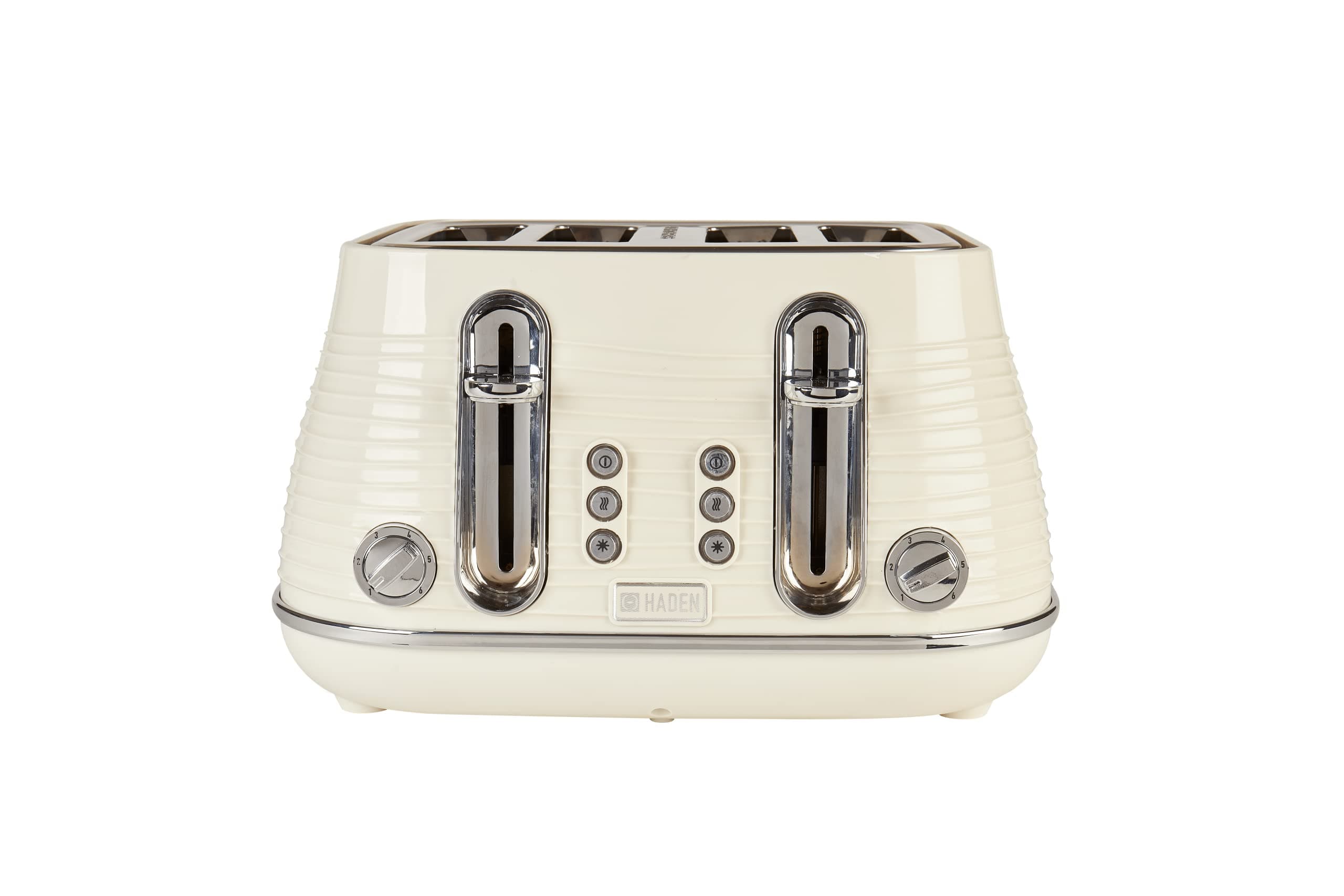 Haden Devon Cream 4 Slice Toaster - 6 Browning Settings, 4 Slice Toaster with Wide Slots, Toaster 4 Slice with Defrost, Reheat And Cancel Settings