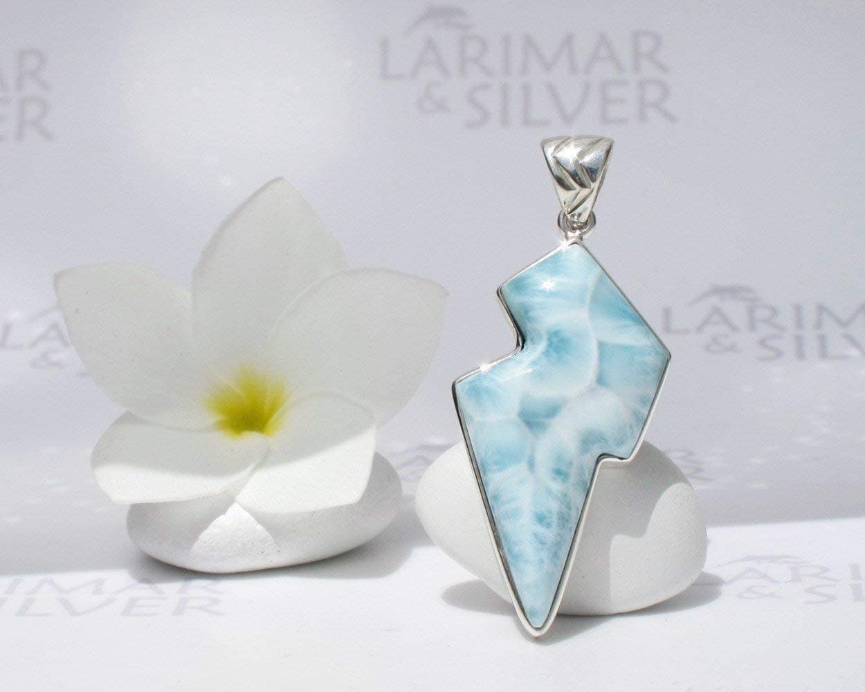 Larimar pendant by Larimarandsilver, silver blue Larimar lightning, blue flash, ice blue, aqua, flash pendant, handcrafted Larimar pendant– AZ230
