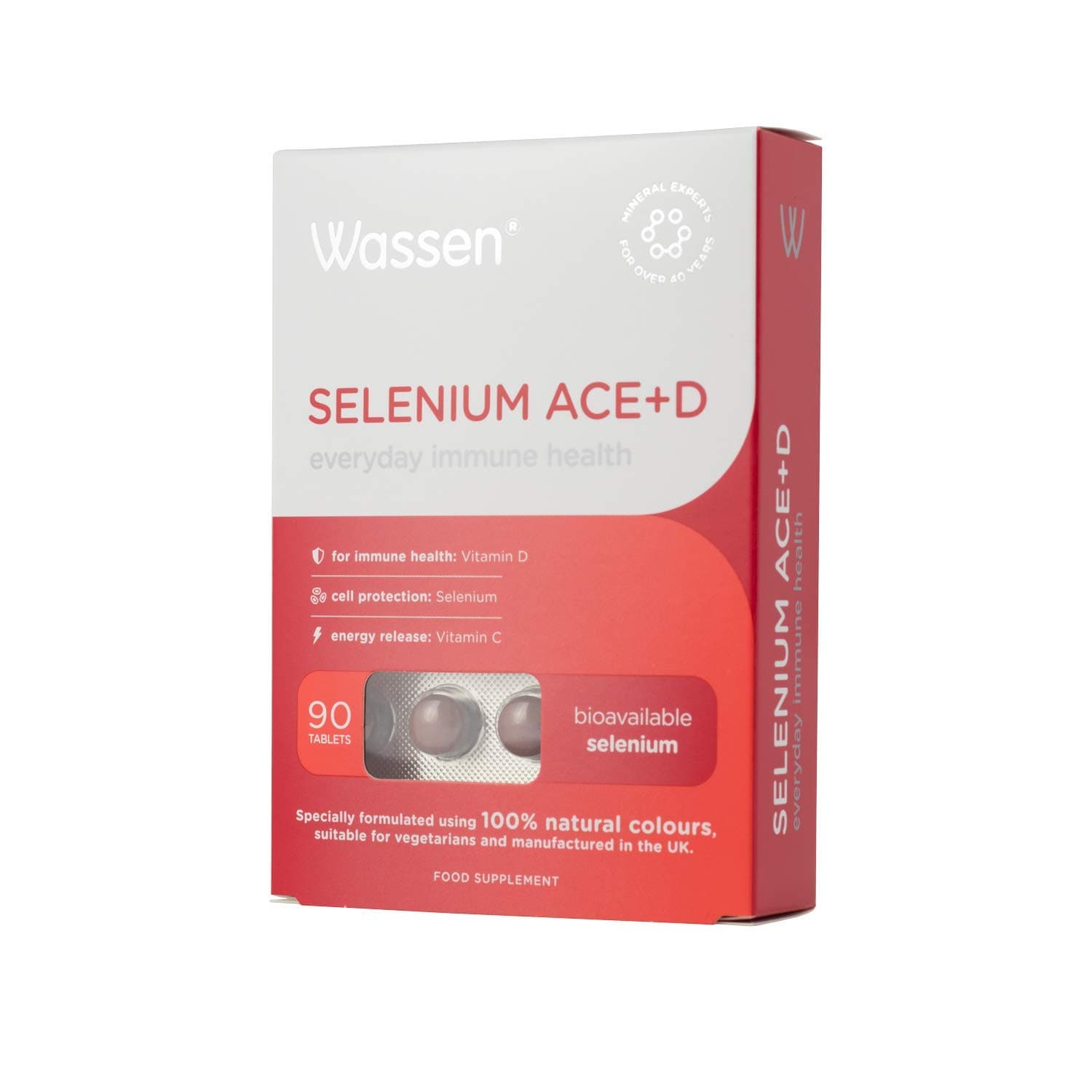 Wassen Selenium ACE+D Immune Health - 90 Tablets | Selenium and Zinc Supplements Contribute to Normal Function of Immune System | Vitamin C D and Zinc