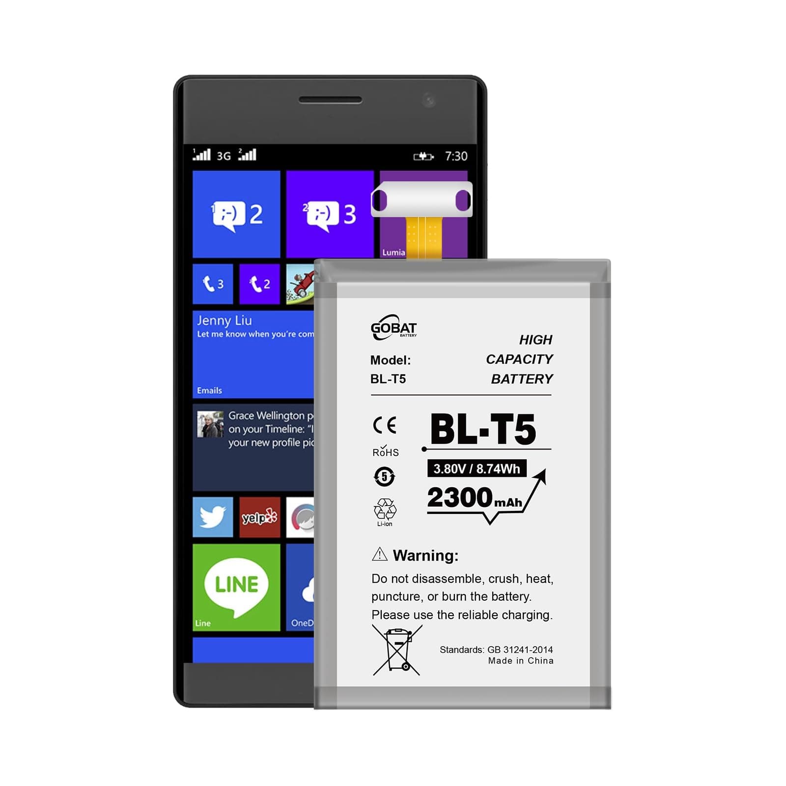 BL-T5 Replacement Battery,2300mAh High Capacity Battery for Google Nexus 4 E960 E975 E973 E970 F180 Battery