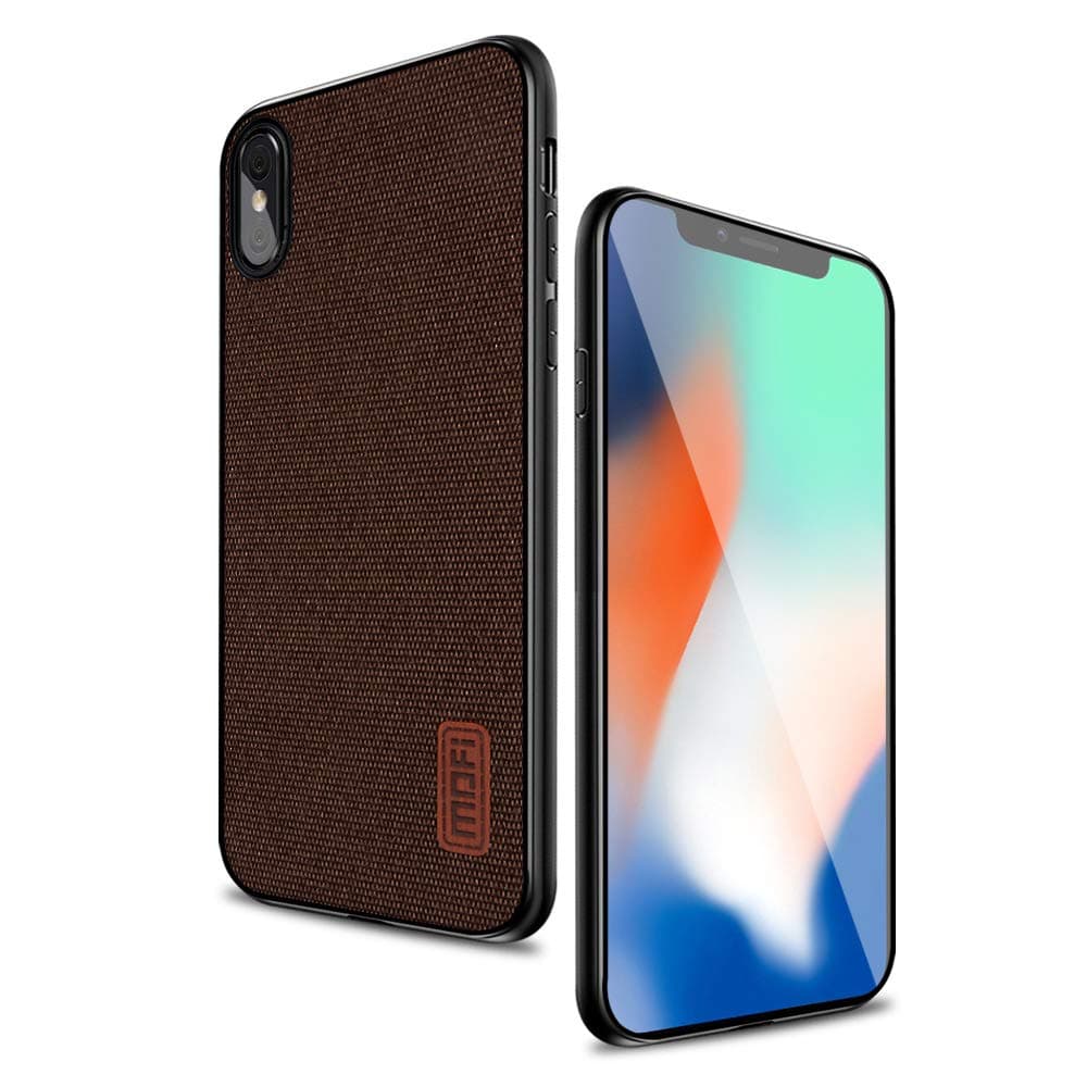 Mofi Compatible with iPhone Xs Max case Shock-Absorbing Fabric Business Men Covers with Silicone Soft Edges and Great Grip, Fully-Protective and Compatible with iPhone Xs Max (Brown)