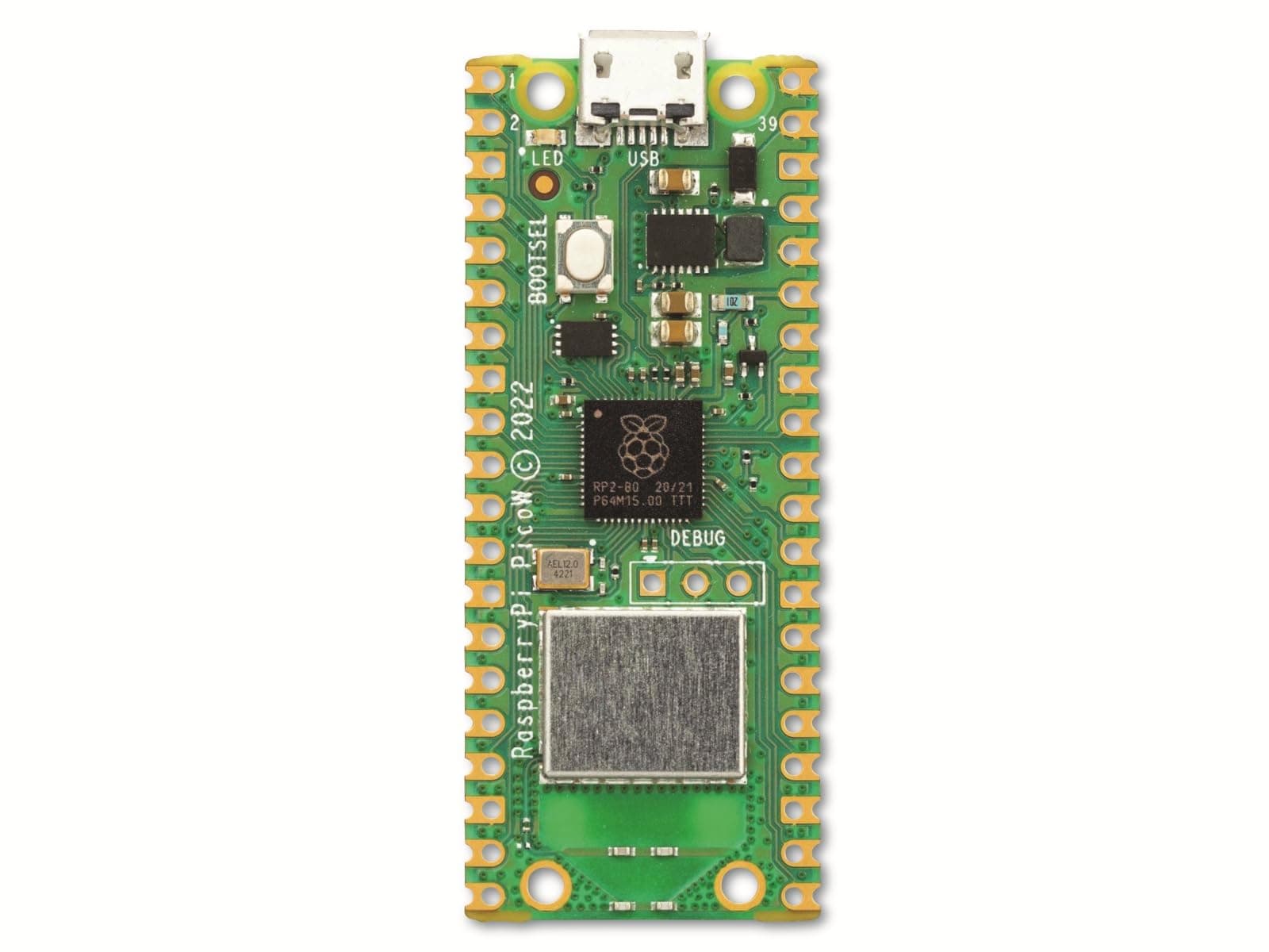 Raspberry Pi Raspberry Pi Pico W - RP2040 Microcontroller, Wi-Fi, GPIO, 26 Multi-Function Pins, 2MB Flash, 264KB SRAM, 2.4GHz Wireless, MicroPython