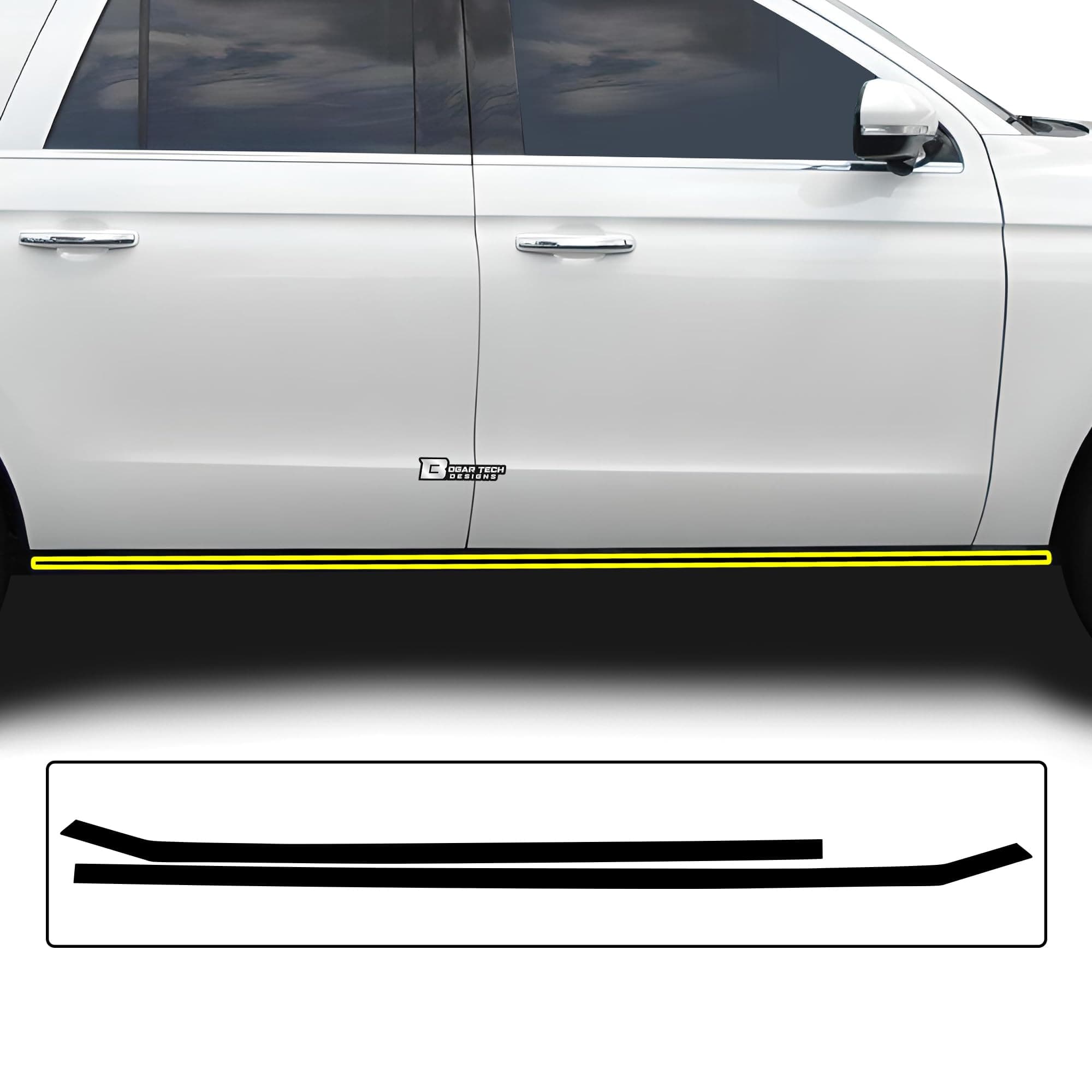 BOGAR TECH DESIGNS for Ford Expedition Max 2022-2024 Lower Side Chrome Delete – Precut Vinyl Trim Overlay, Gloss Black Blackout Look