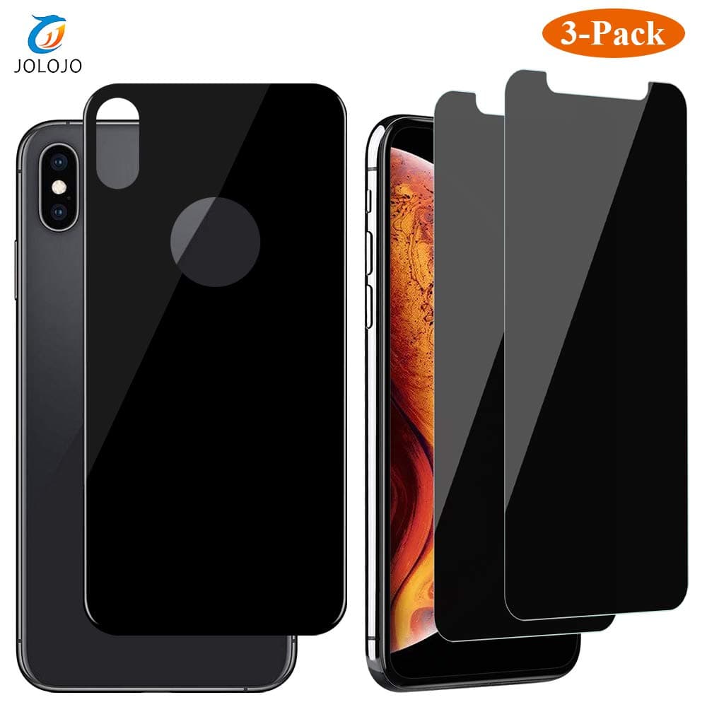 GAHOGA iPhone Xs Max Privacy Full Coverage Screen Protector with Full Coverage Carbon Fiber Back Screen Protector [Front and Back][Anti-Peep][Full Body Protection] for iPhone Xs max - Black