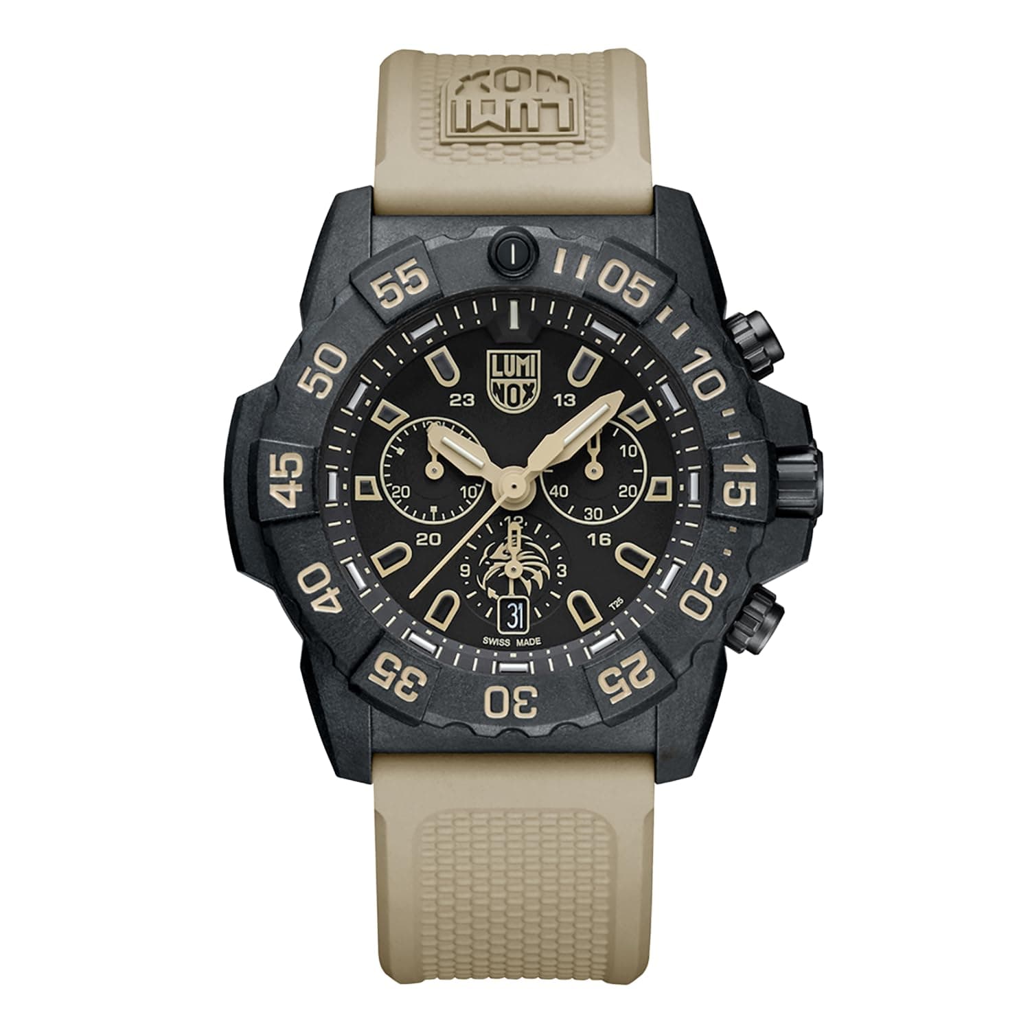 Rubber Navy Seal Foundation Chronograph|Date|Small Seconds Analog Dial Color Black Men Watch - Xs.3590.Nsf.Set, Brown Band
