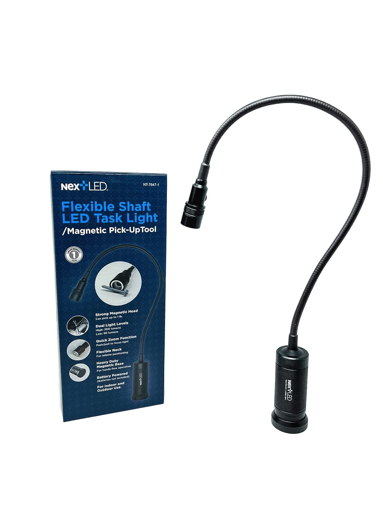 NextLED Flexible Shaft Magnetic LED Flashlight and Pickup Tool, Telescoping N...